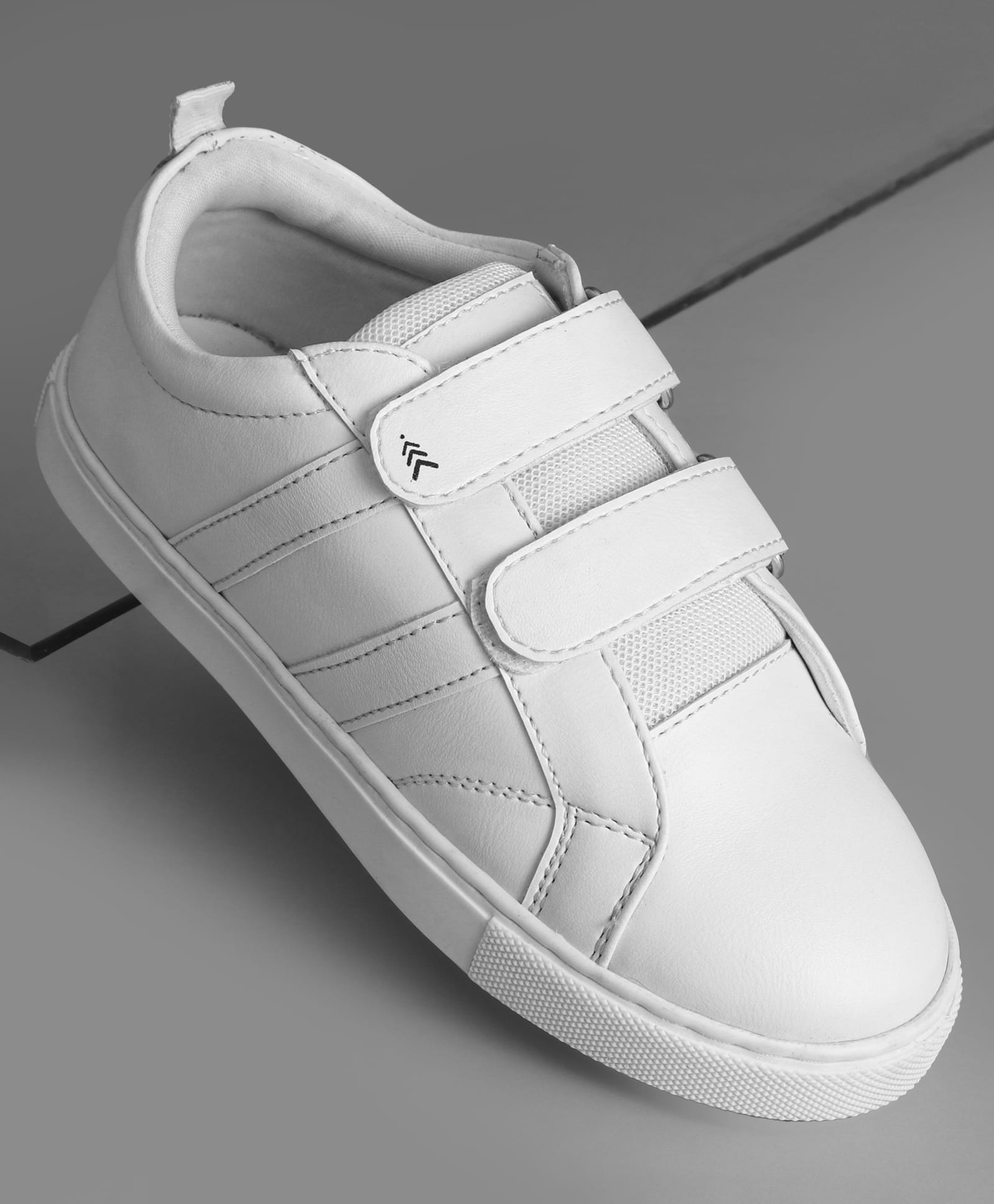 Pine Kids School Shoes with Velcro Closure - White