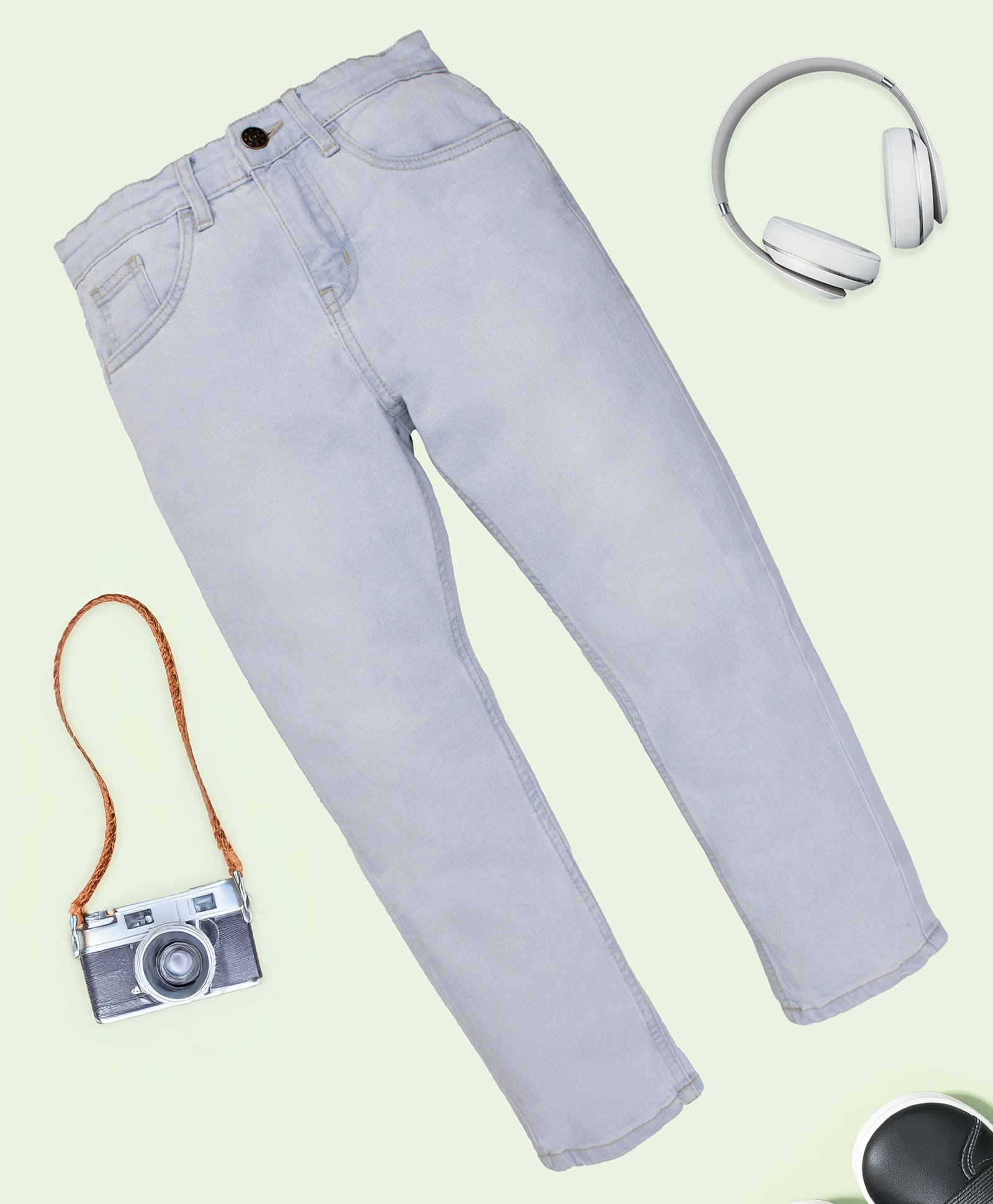 Kiddopanti Solid Denim Pant - Light Blue-picture-37