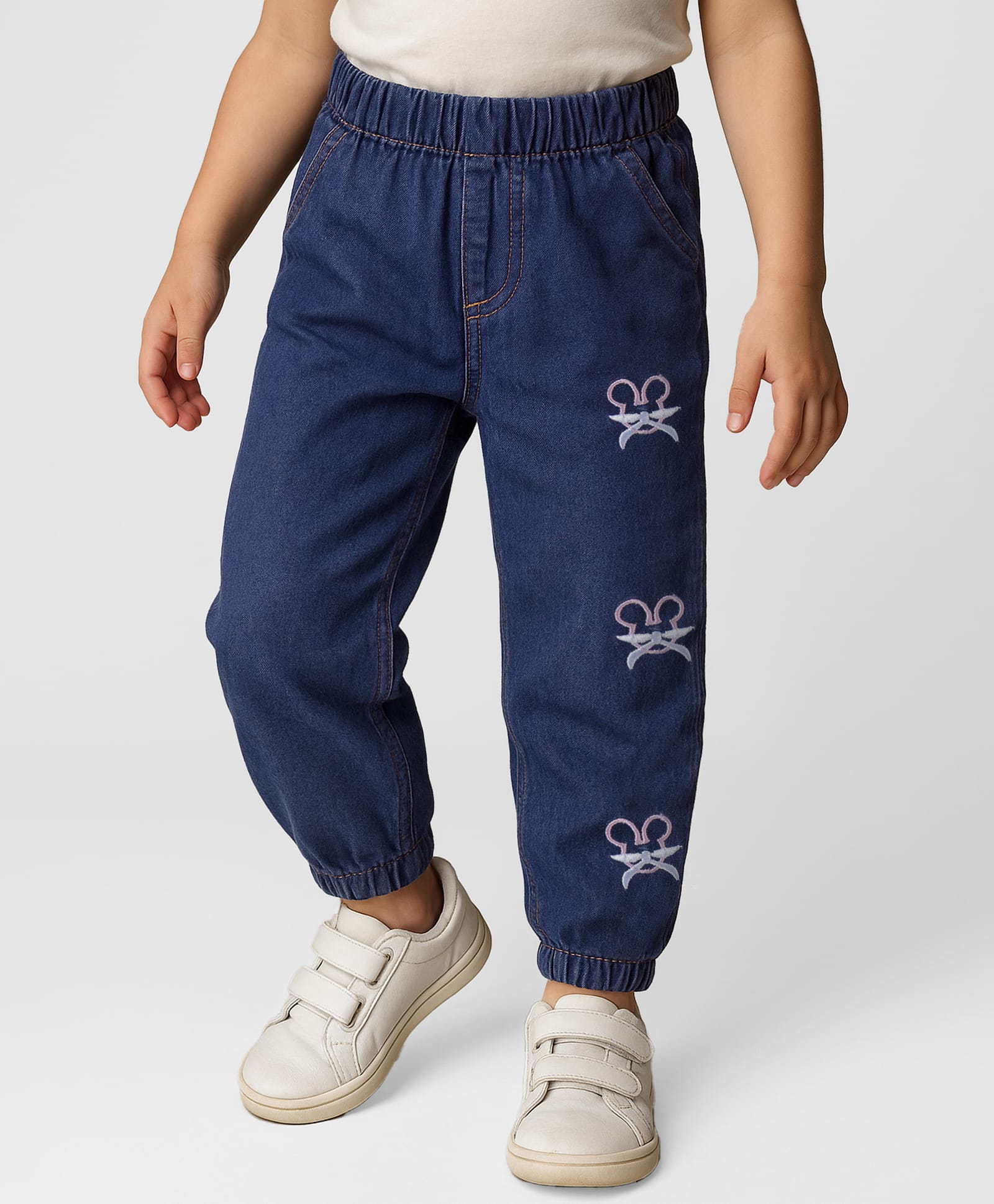 Mark & Mia Cotton Lycra Full Length Solid Denim Jeans with Embroidery - Navy-picture-16