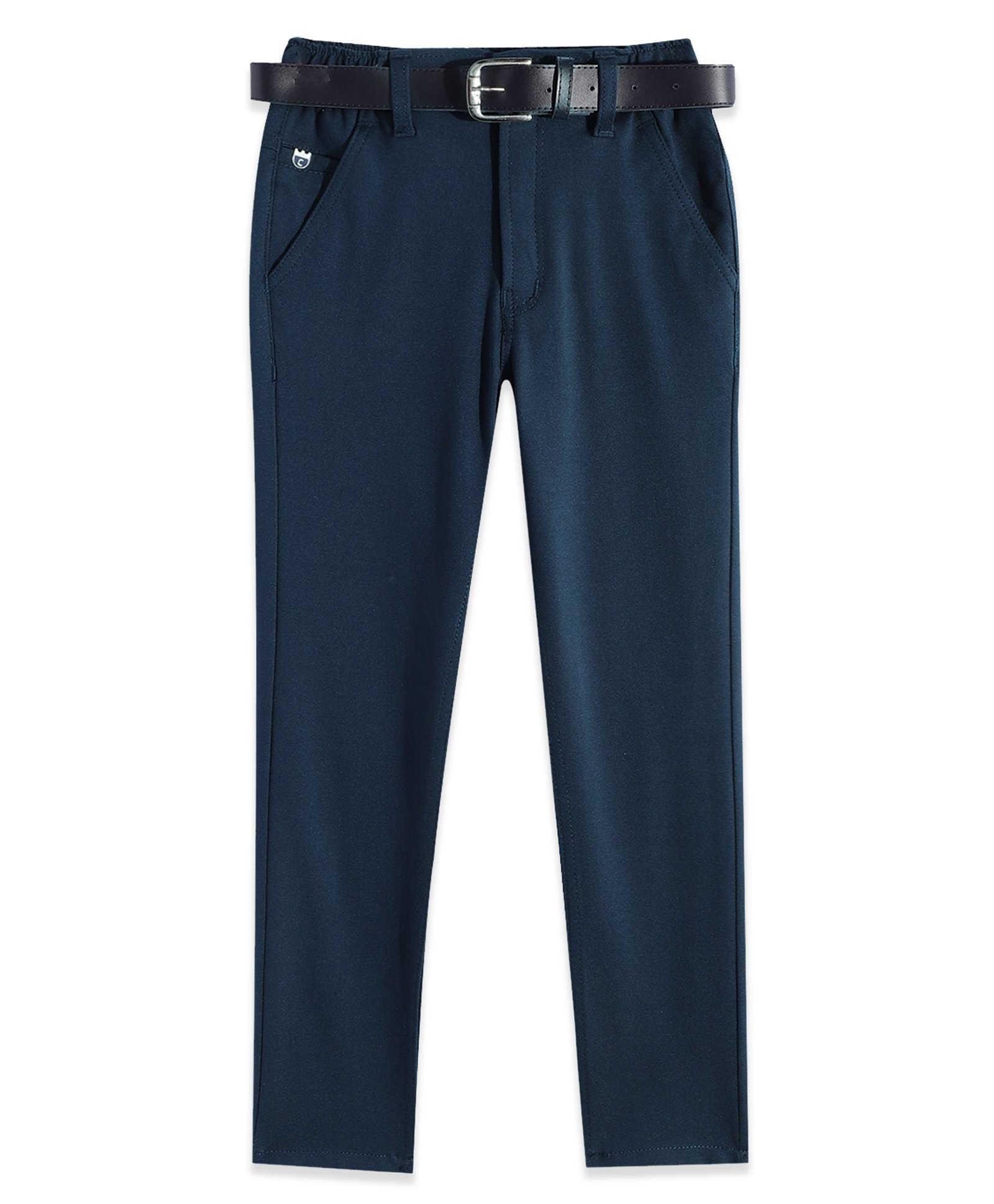 CAVIO Lycra Blend Solid Trousers With Belt - Blue-picture-11