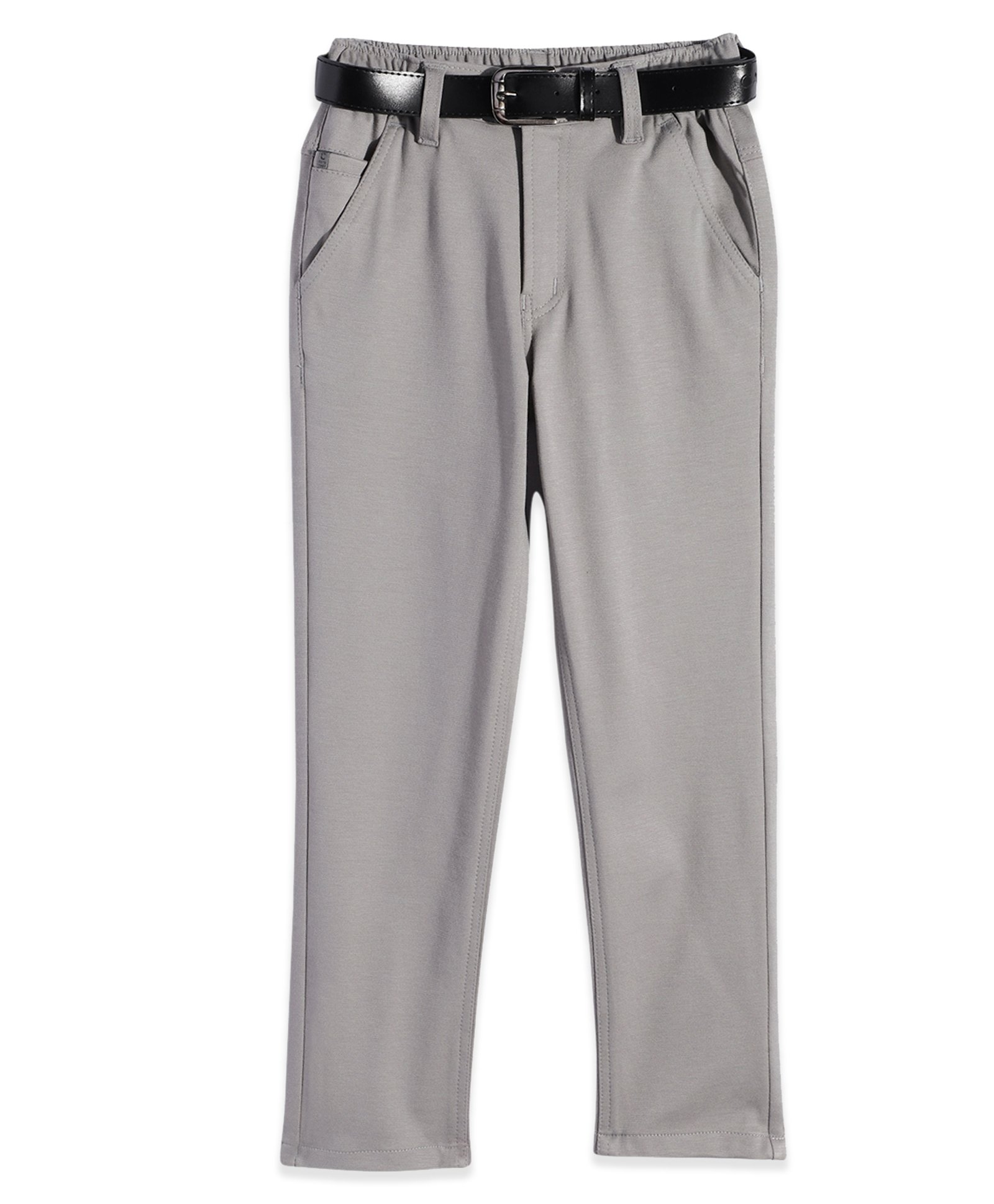 CAVIO Lycra Blend Solid Trousers With Belt - Grey-picture-20