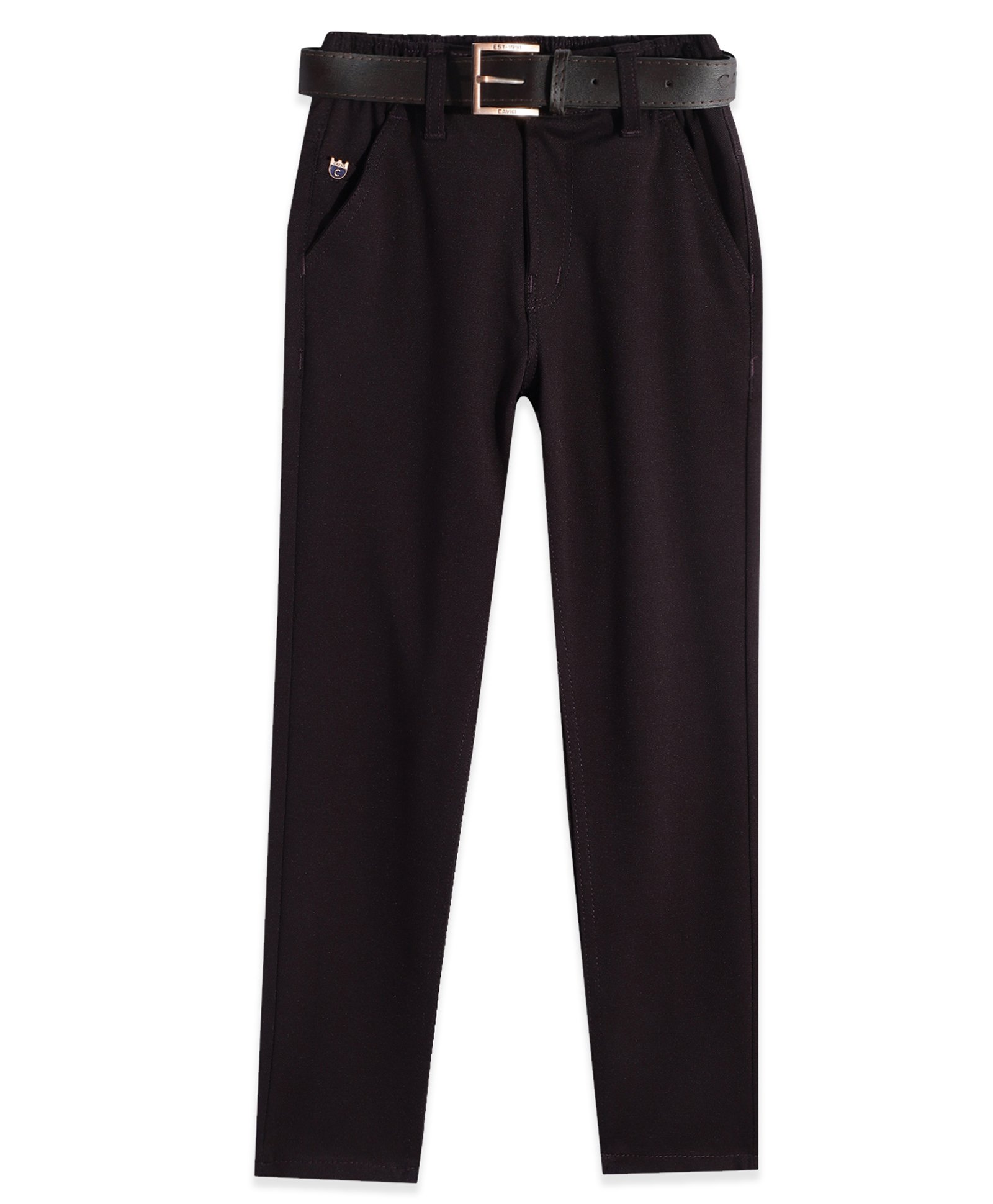 CAVIO Lycra Solid Trousers With Belt - Violet-picture-13