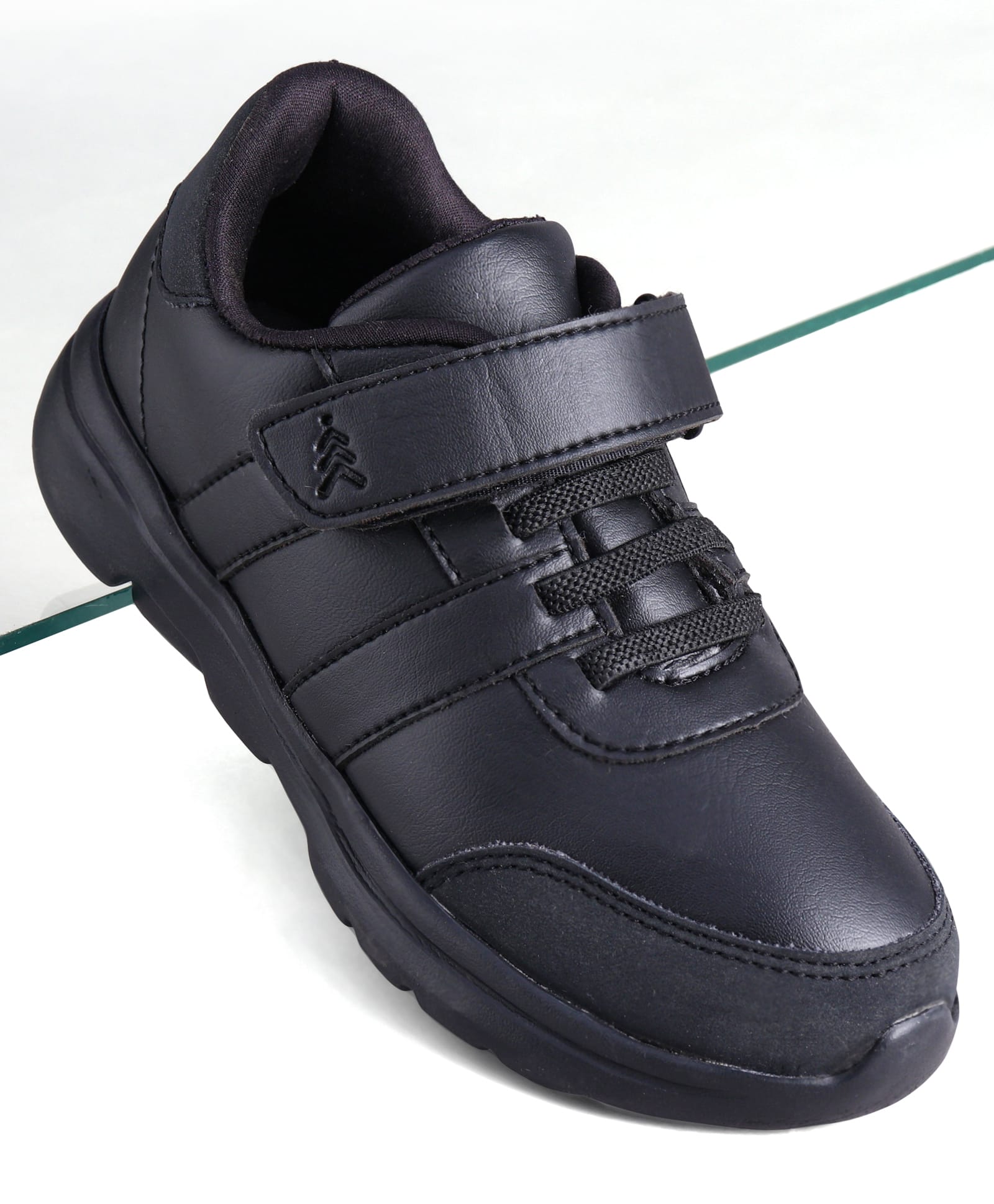 Pine Kids School Shoes with Velcro Closure - Black-image-4