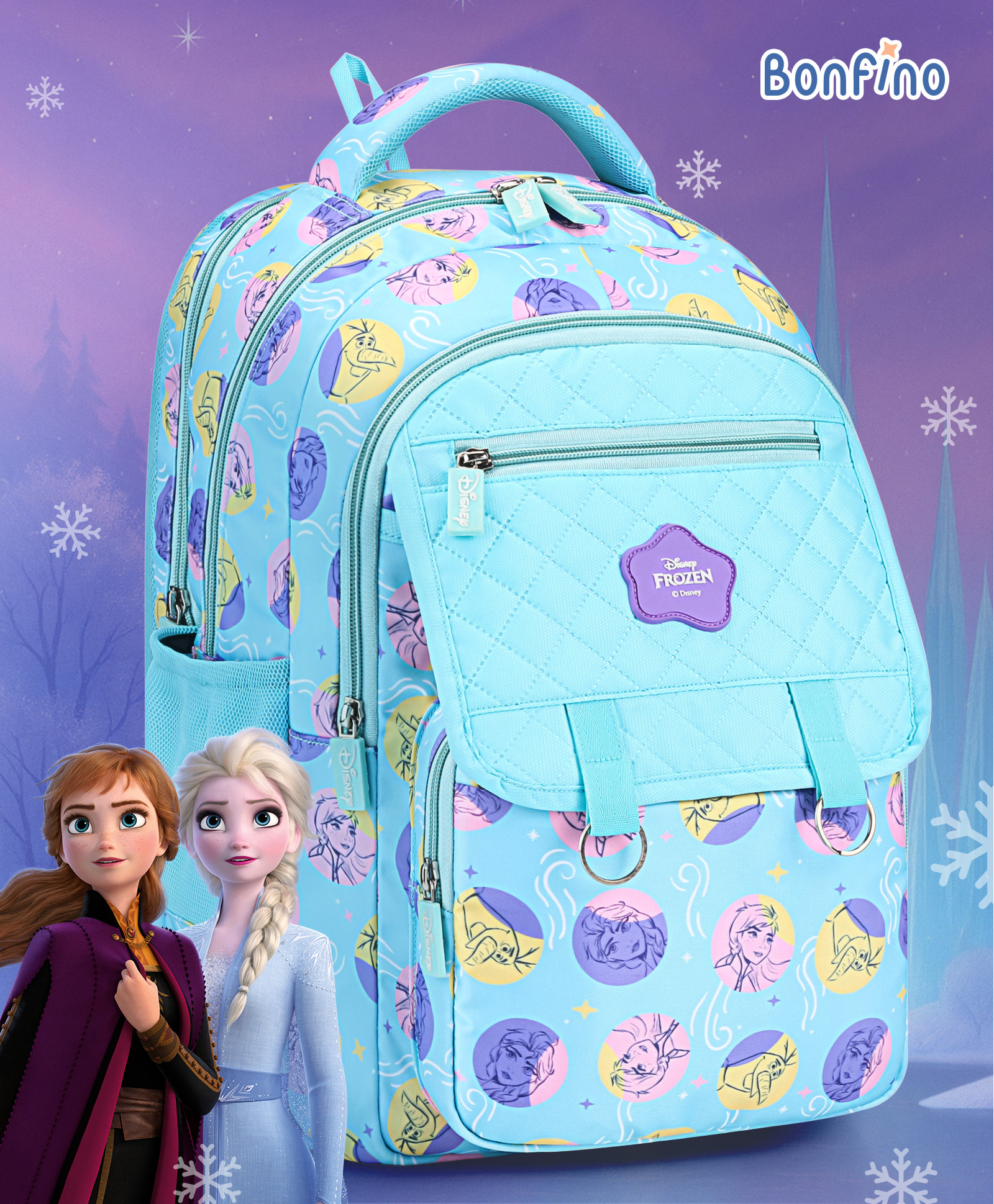 Bonfino Disney Backpack With Frozen Graphics Light Blue - Height 16 Inches