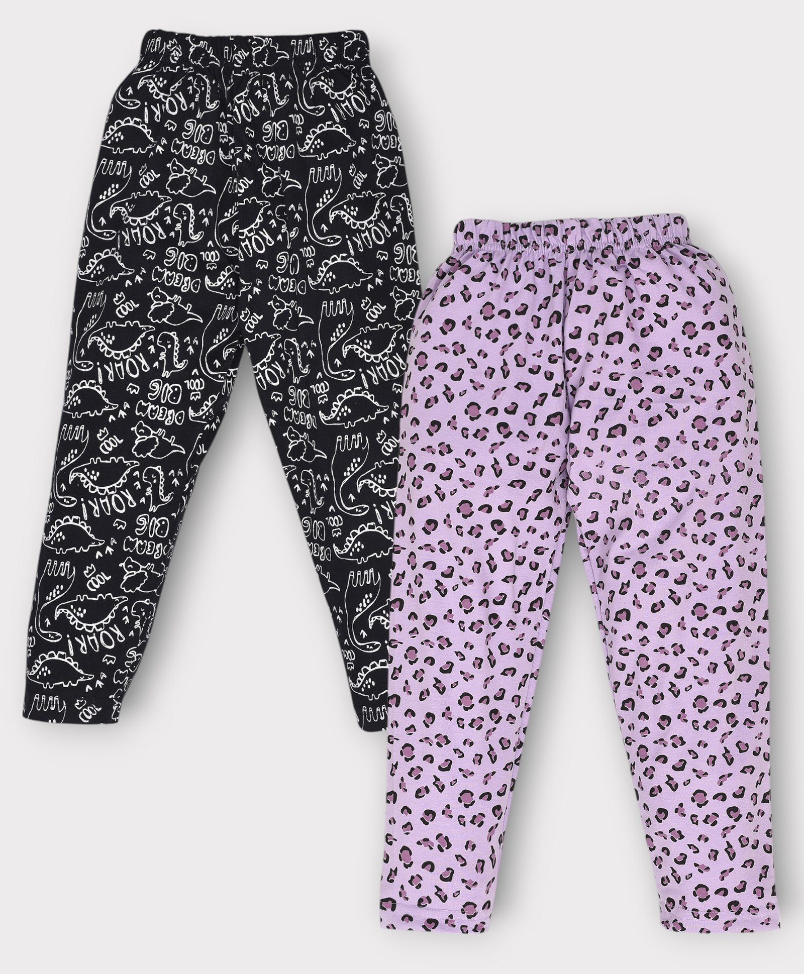Kiwi Cotton Pack Of 2 Dinosaur & Cheetah Printed Track Pants - Navy Blue & Purple-image-36