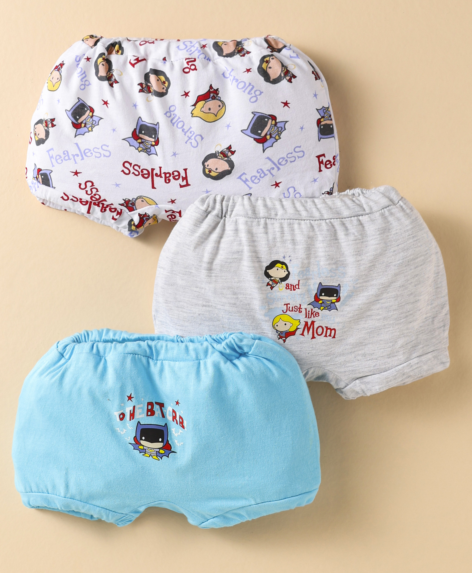 Bodycare Cotton Knit Boxers With Batman Print Pack Of 3 - Light Blue Grey & White-picture-22