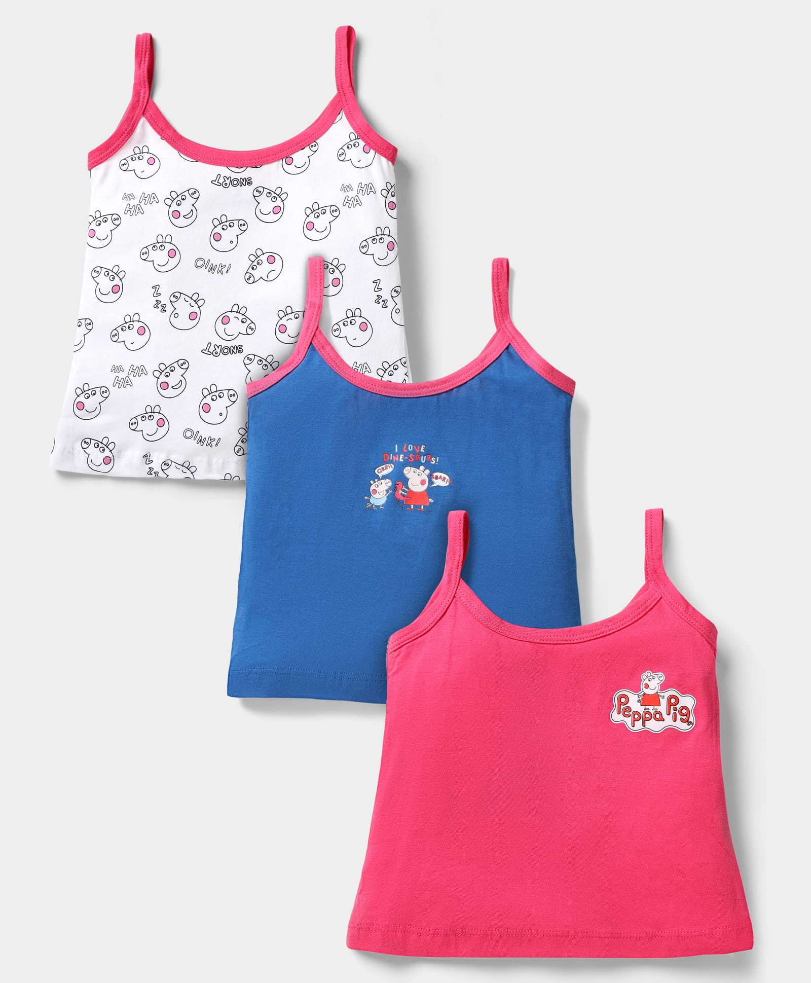 Bodycare Cotton Knit Slips With Peppa Pig Print Pack Of 3 - White Pink & Blue-image-4
