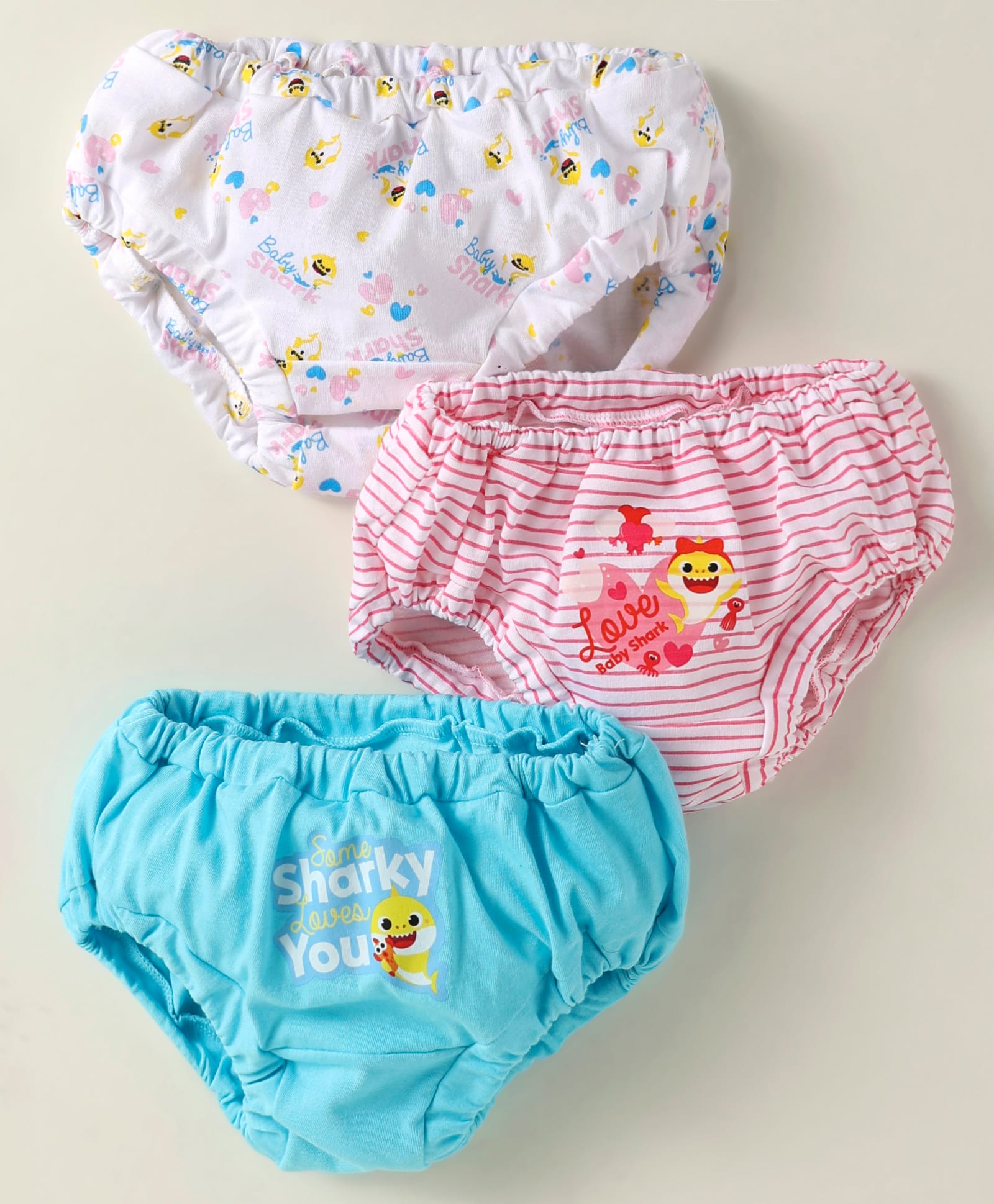 Bodycare Cotton Knit Bloomers With Stripes & Shark Print Pack Of 3 - Pink Light Blue & White-image-40