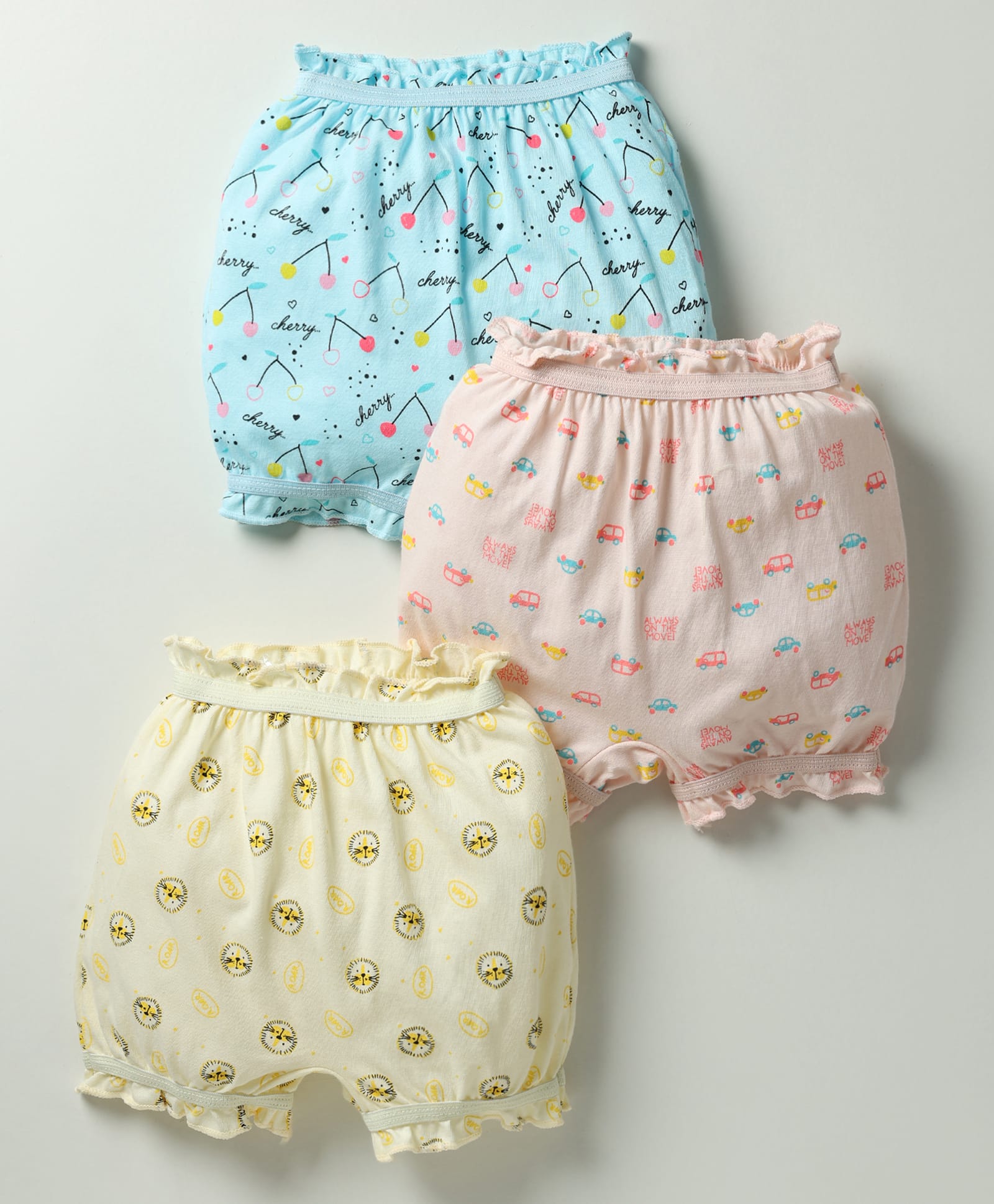 Bodycare Cotton Knit Bloomers With Animal & Vehicle Print Pack Of 3 - Light Blue & Yellow-picture-39