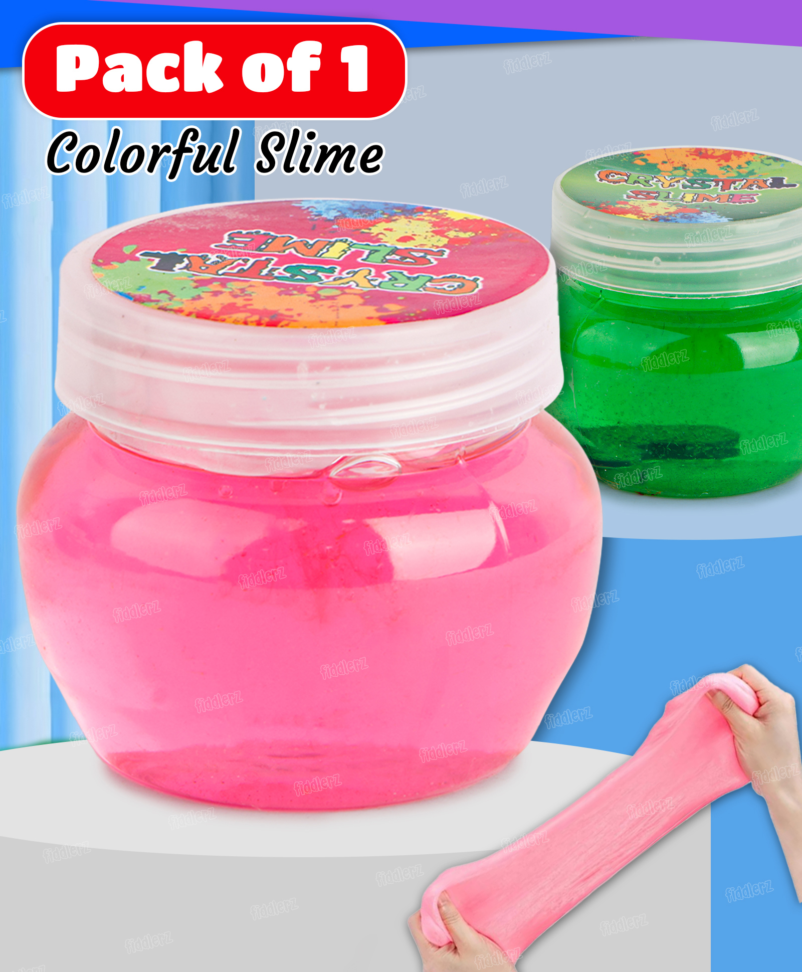 Fiddlerz Crystal Transparent Slime Jelly Non-Sticky Soft Stretchy Stress Relief Sensory Play Toy Fun Educational Activity Colorful DIY Putty Clay for Kids Boys and Girls Multicolor- (Pack of 1)-image-39