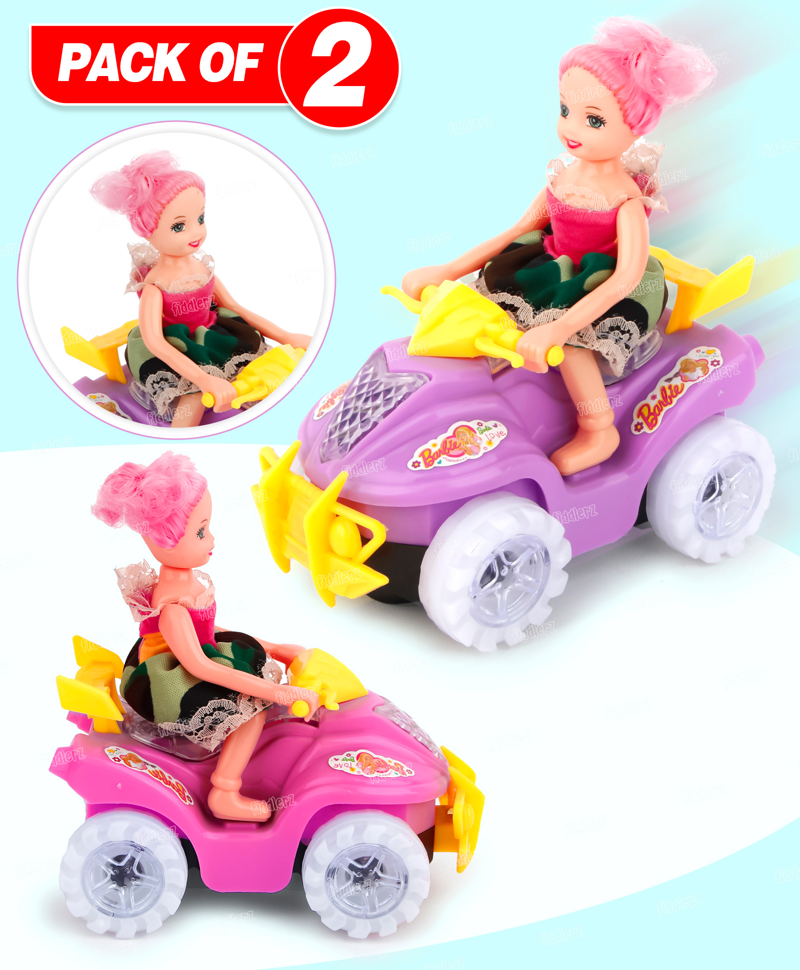 Fiddlerz Push and Go Doll Rider Toy Stylish Mini Quad Bike Toy with Cute Fashion Doll Fun Pretend Play Set for Kids-(Pack of 2)-image-36