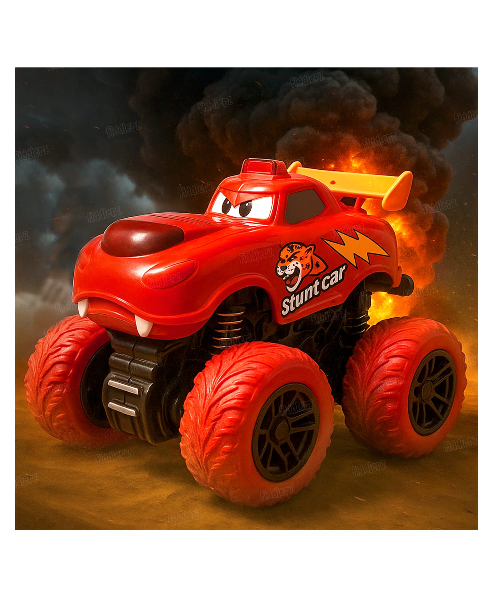 Fiddlerz Friction Powered Monster Truck Set for Kids Stunt Cars with Shock Absorbers Big Rubber Tires 360° Rotation Face Swing Racing Vehicle for Boys & Girls -(Pack of 1)-image-41
