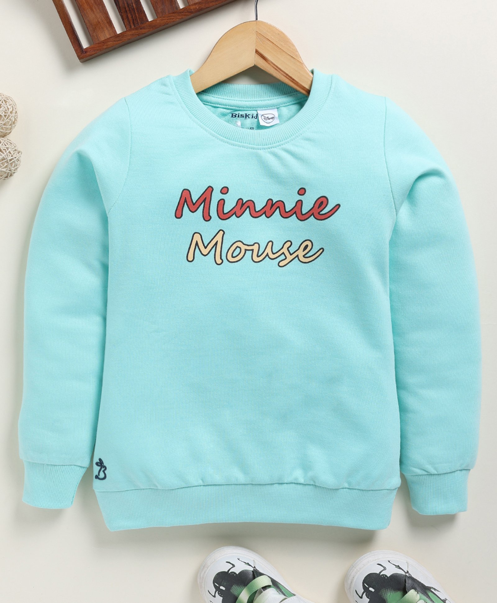 Biskid Cotton Mickey & Friends Featuring Full Sleeves Minnie Mouse Back Printed Sweatshirt - Sky Blue-picture-22