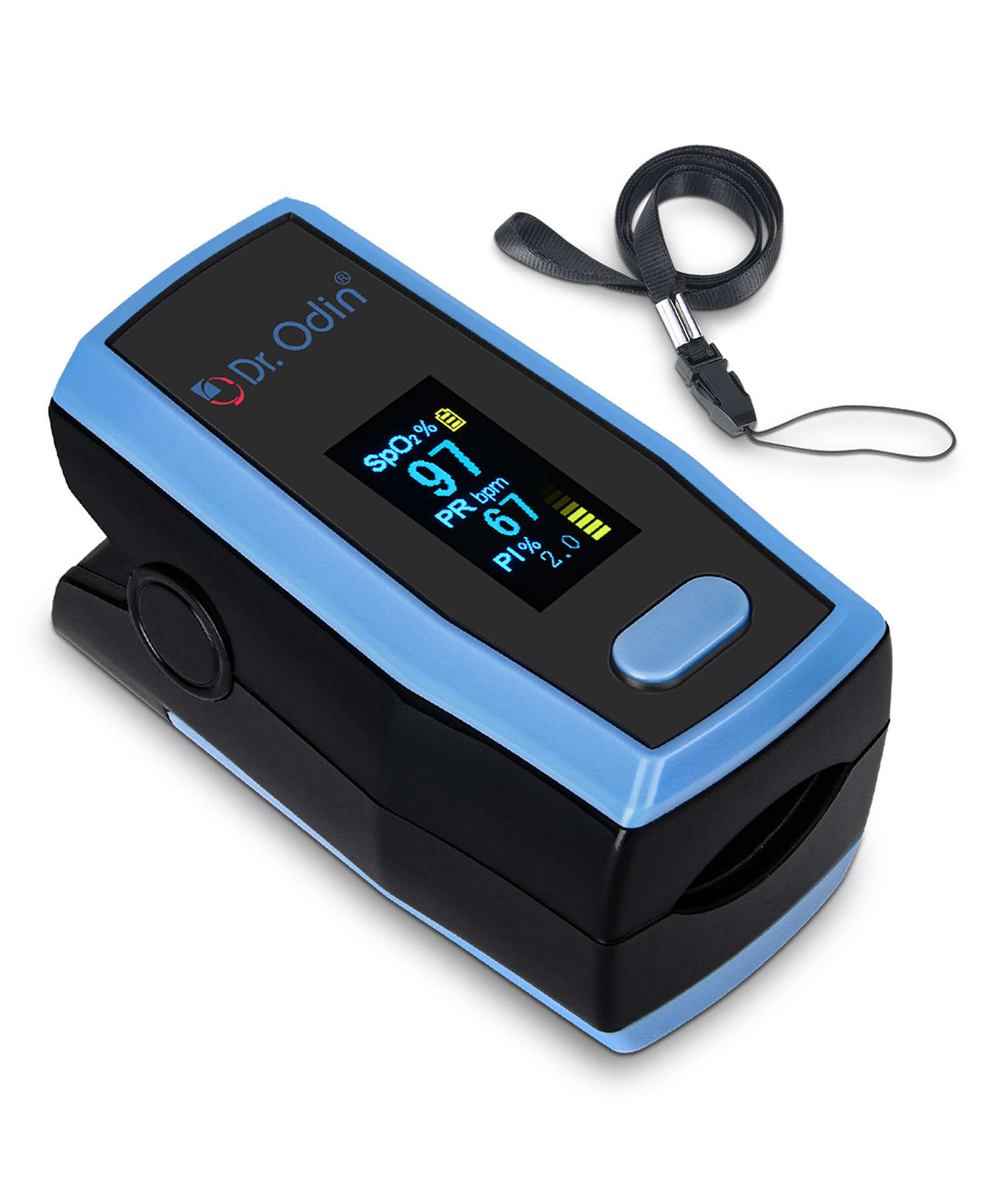 Dr. Odin A330N Pulse Oximeter | Blood Oxygen Saturation & Heart Rate MonitorLow Battery Indicator (Black & Blue)-picture-45