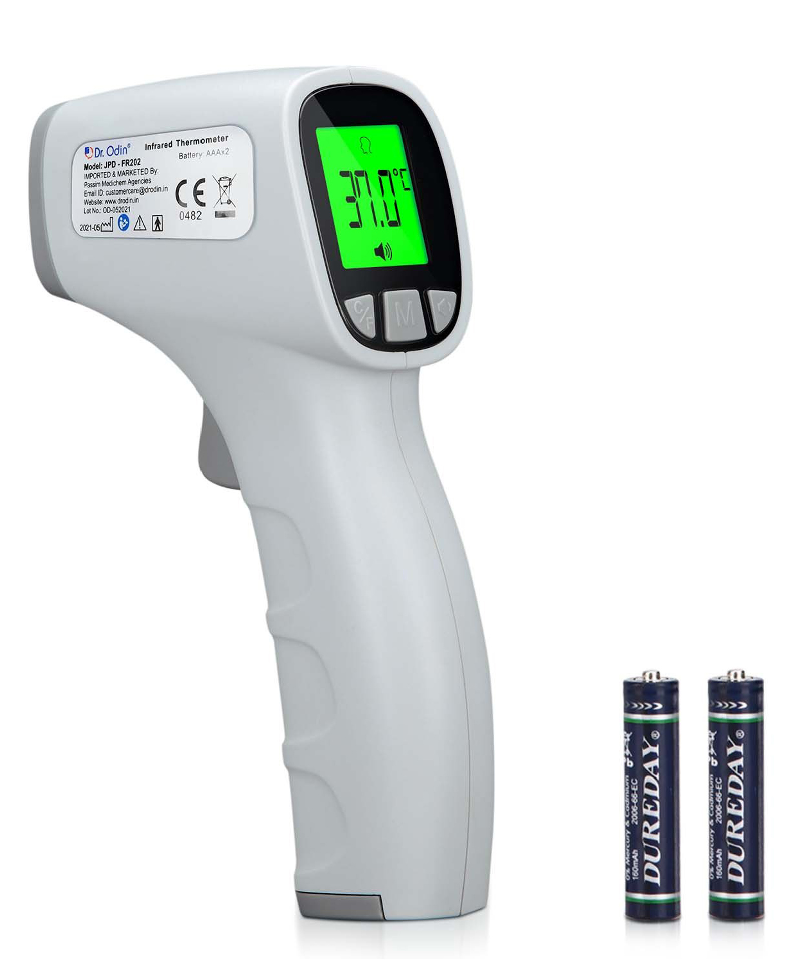 Dr. Odin OIR002 Non-Contact Thermometer - Instant, Accurate Forehead & Room Temp Readings, Hygienic Digital Display, Perfect for Families, Includes Batteries - White-image-40