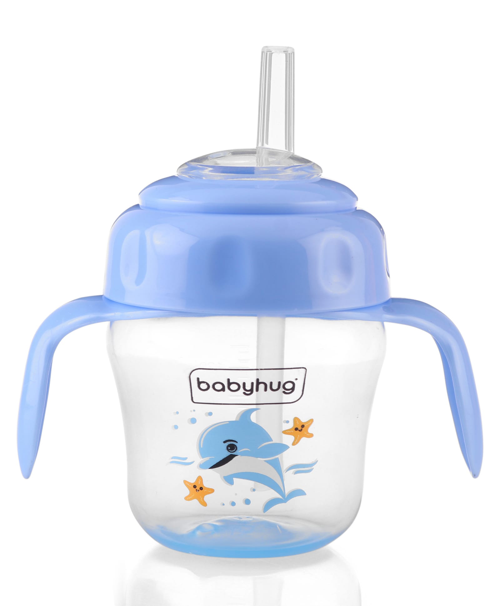 Babyhug Sipper Cup with Soft Silicone Spout & Straw Dolphin Print Blue - 150 ml-image-41