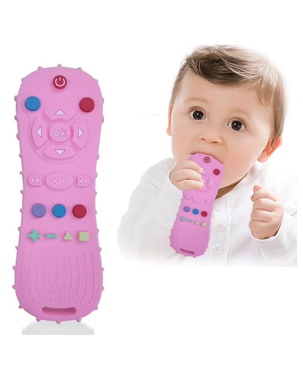 Tony Stark Remote Silicone Baby Teether for Teething Gums, Teether for 3+ Months Baby, Helps Biting Skills Development, Colour & Shape Recognition, Food Grade Silicone, Teething Toy for Infants, Babies, and Toddlers (Pink)-image-21