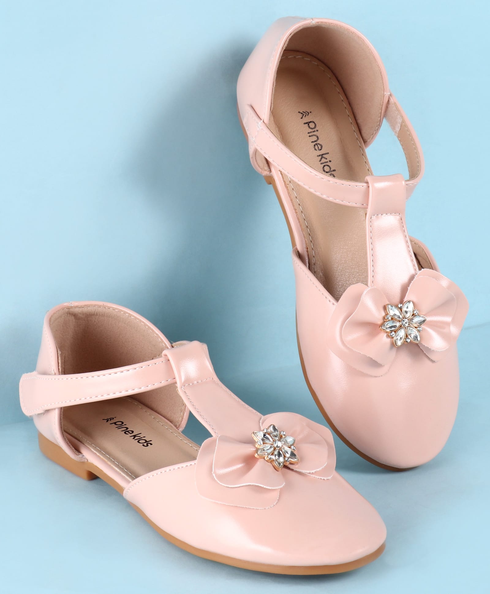 Pine Kids Velcro Closure Ballerina with Bow Applique - Pink-image-47