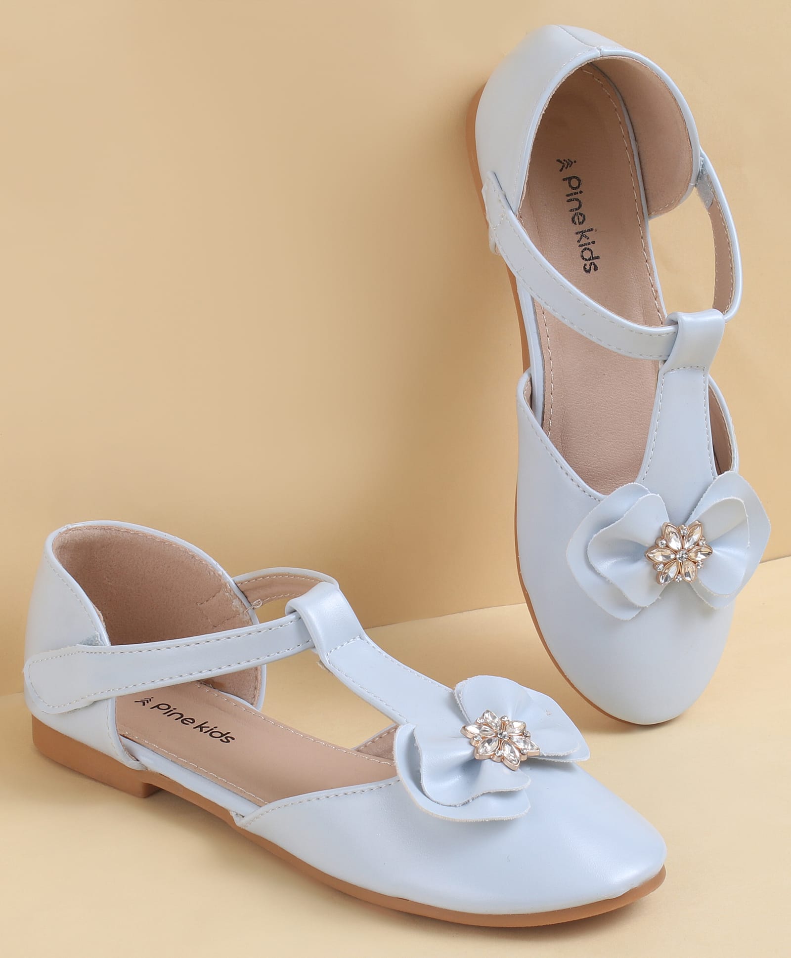 Pine Kids Velcro Closure Ballerina with Bow Applique - Light Blue-image-48