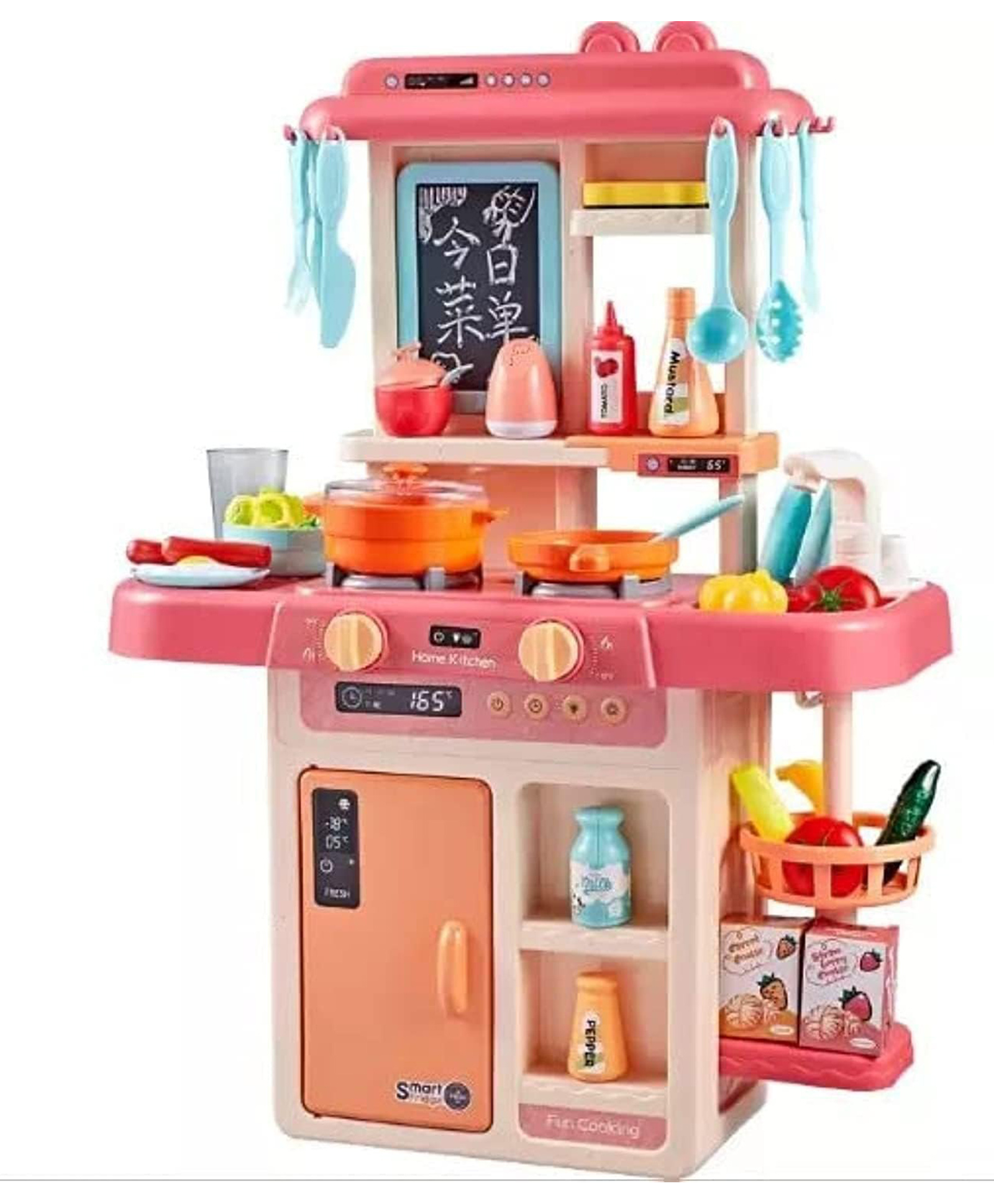 FUNVERSE Kitchen Playset For Kids , Kitchen Set for Toddler with Gas Sound & Light, Cooking Stove with Steam,Toy Kitchen Accessories with Running Water,Kitchen Toys for Kids Girls Boys (42 Pcs)