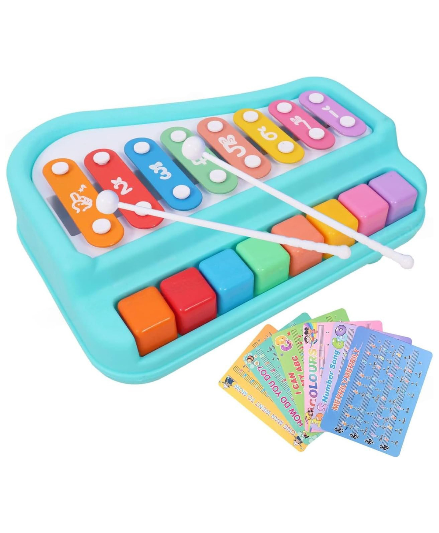 FUNVERSE 2 in 1 Musical Xylophone and Mini Piano for Kids - Educational Musical Instruments Toy Set for Babies, Non-Battery- Assorted Color (Big)-picture-10