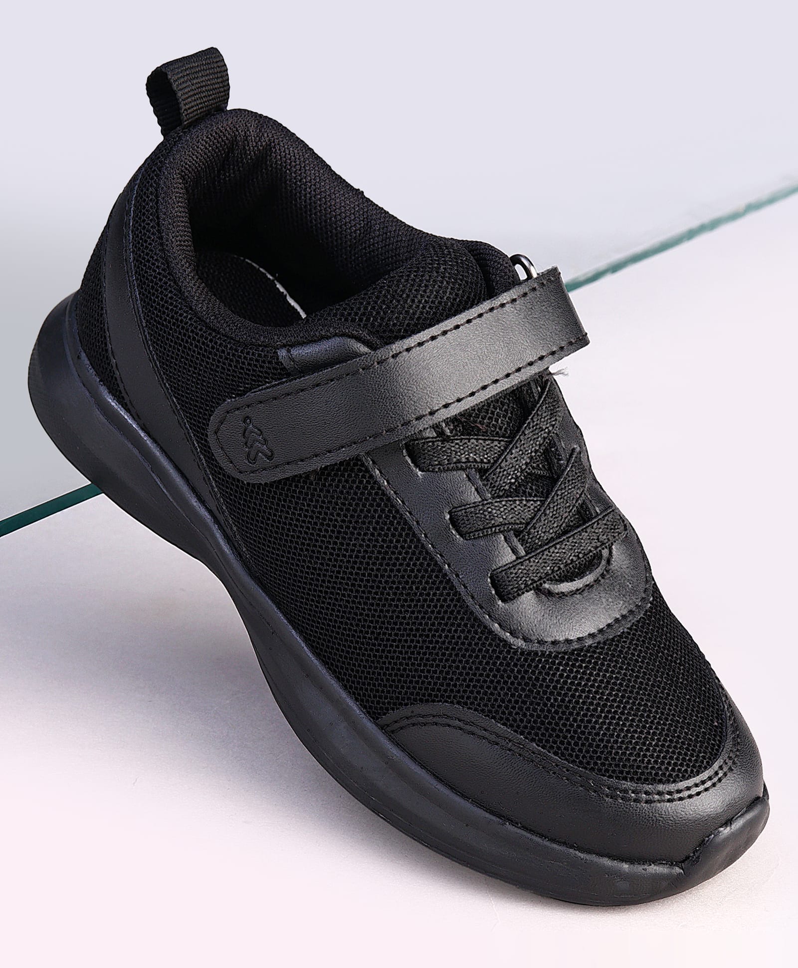 Pine Kids Velcro Closure Solid Color School Shoes - Black-picture-32