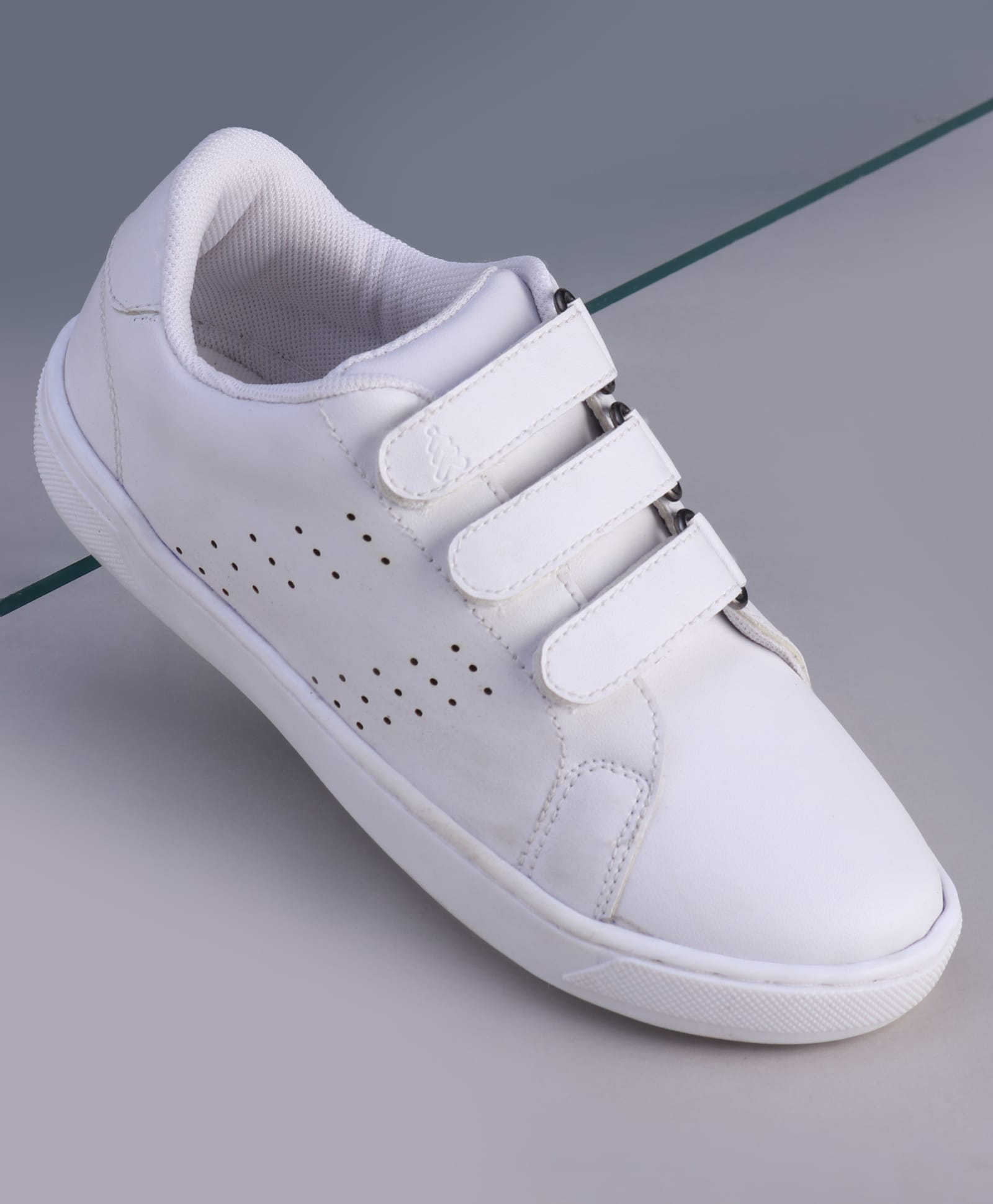 Pine Kids Velcro Closure Solid Color School School Shoes - White-picture-34