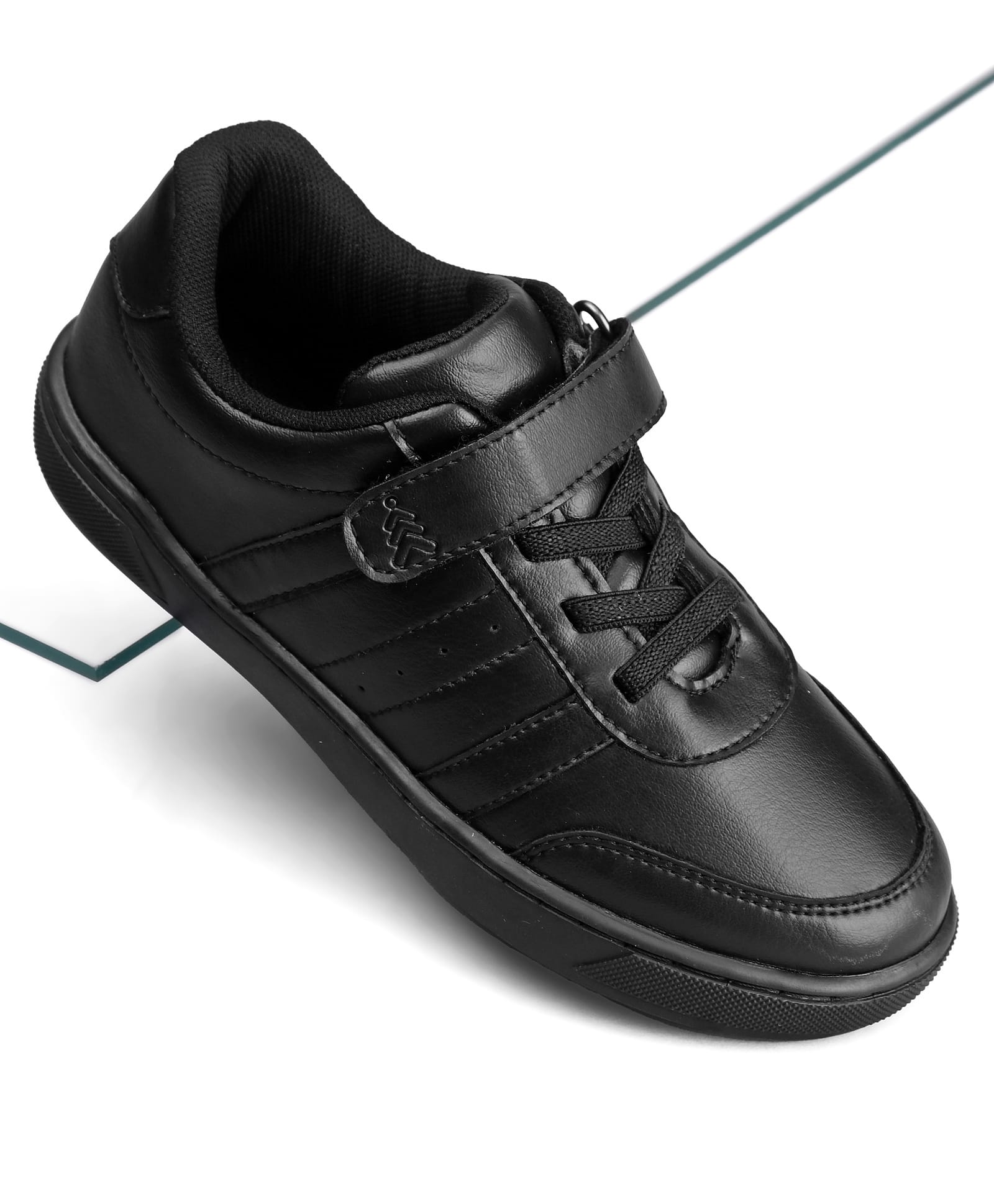 Pine Kids Velcro Closure Solid Color School Shoes - Black-picture-39