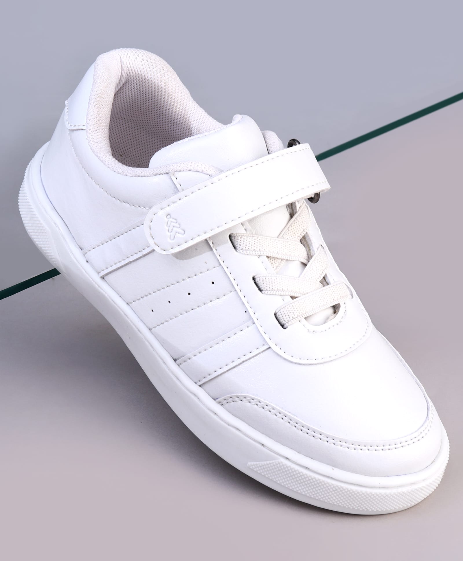 Pine Kids Velcro Closure Solid Color School Shoes - White-picture-29