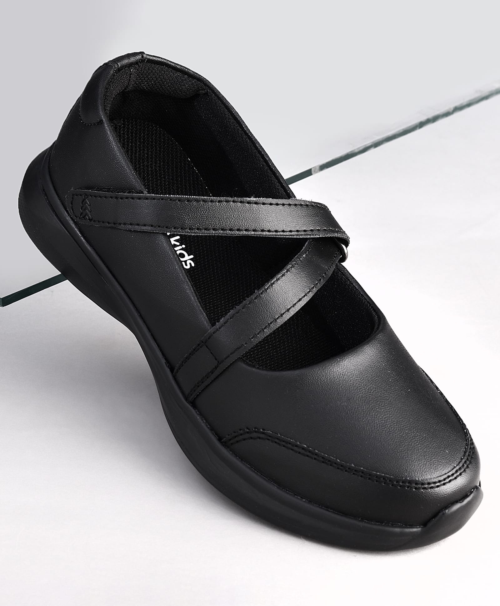 Pine Kids Velcro Closure Solid Coloured School Shoes - Black-picture-25