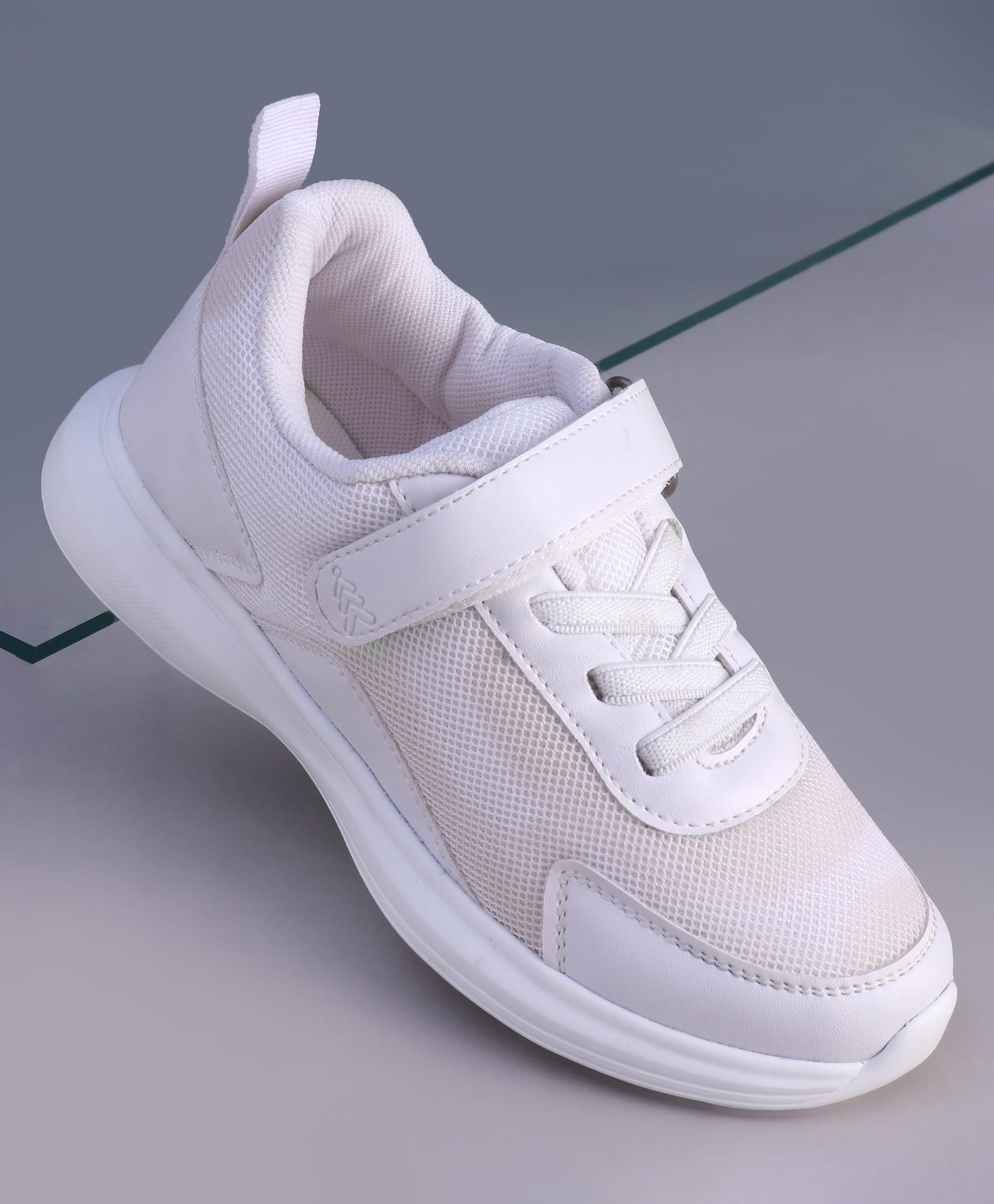 Pine Kids Velcro Closure Solid Color School Shoes - White-picture-33