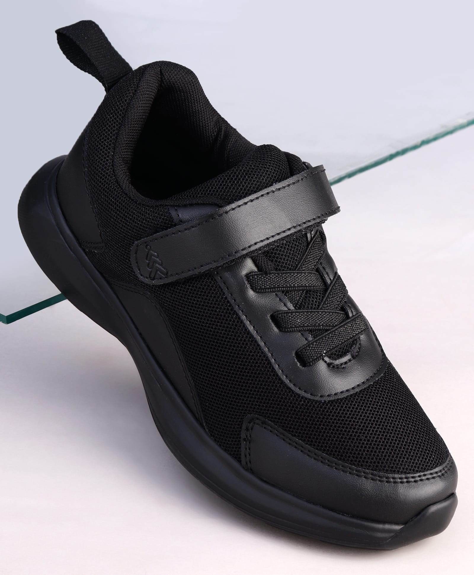 Pine Kids Velcro Closure Solid Color School Shoes - Black-picture-27