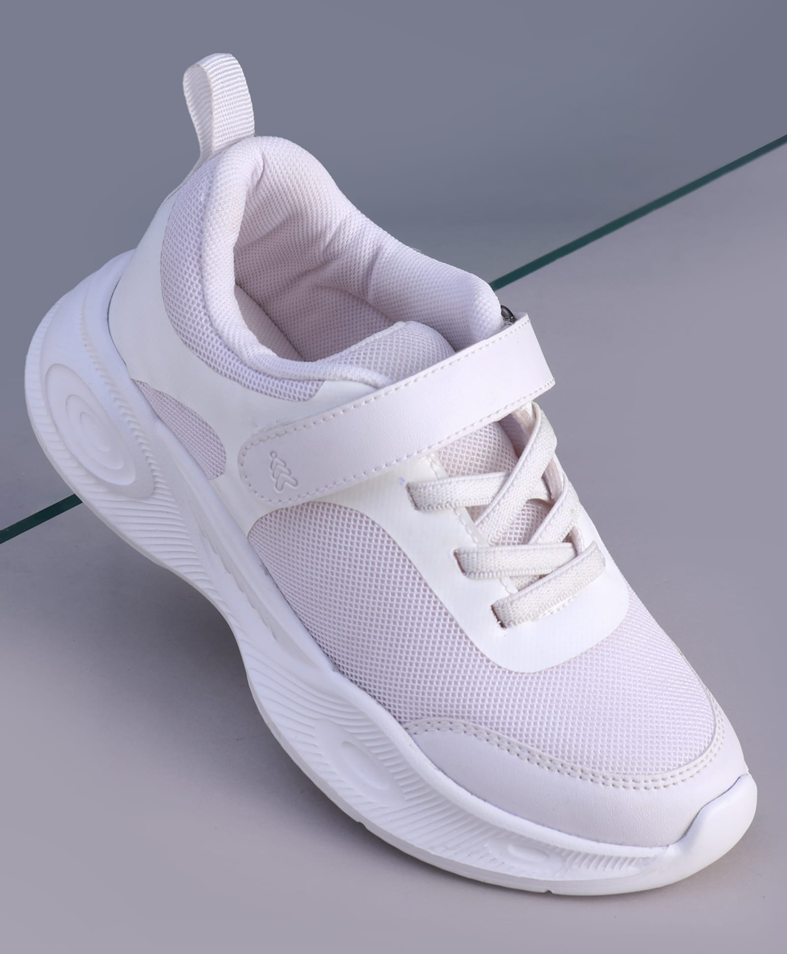 Pine Kids Velcro Closure Solid Color School Shoes - White-picture-13