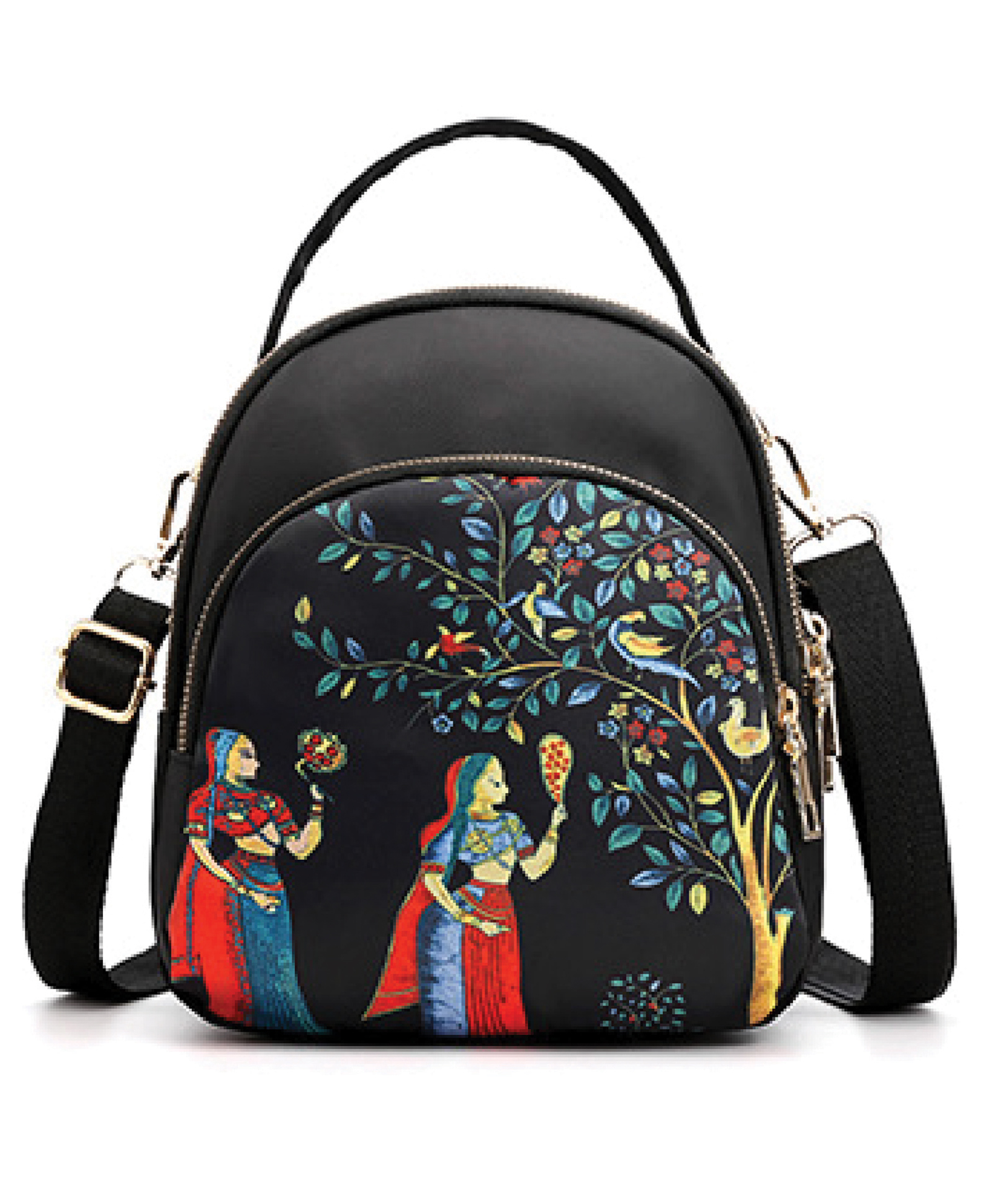 SYGA Women's Mini Backpack - Multi-Purpose Shoulder Bagwith Under The Tree Pattern (Black)-picture-11