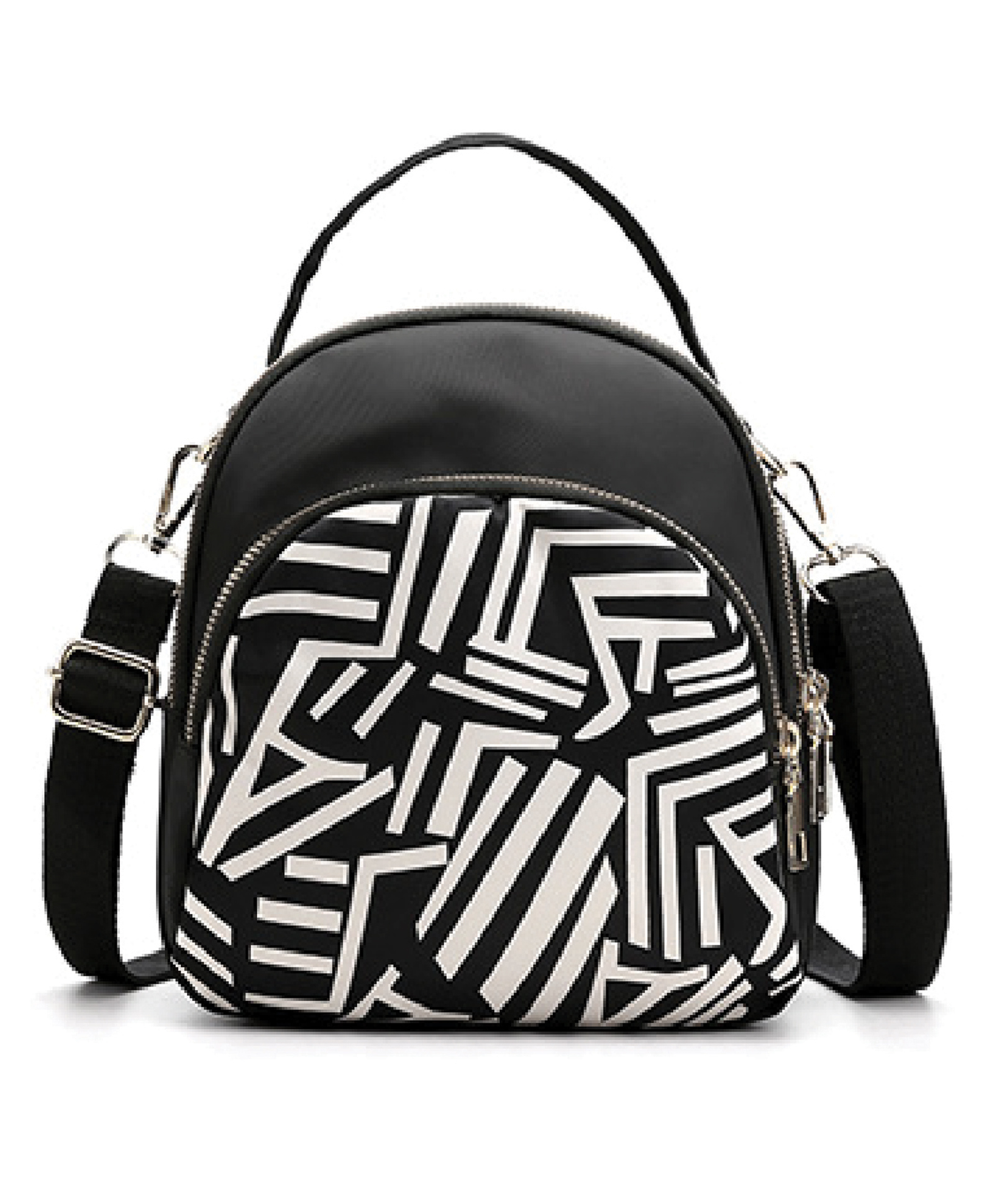 SYGA Women's Mini Backpack - Multi-Purpose Shoulder Bagwith White Strips Pattern (Black)-picture-21