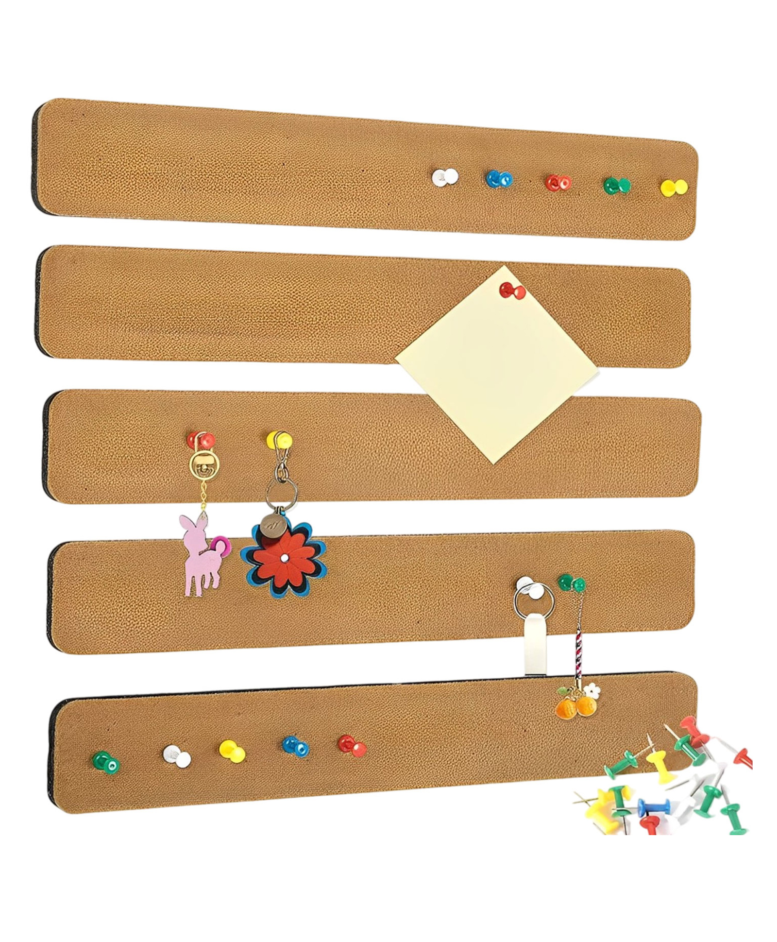 SYGA 5 Pack Felt Bulletin Board, Felt Message Board with 35pcs Drawing Pins, Self-Adhesive Lightweight Bulletin Board Strips for Paste Notes, Photos, Schedules (Brown)-image-33