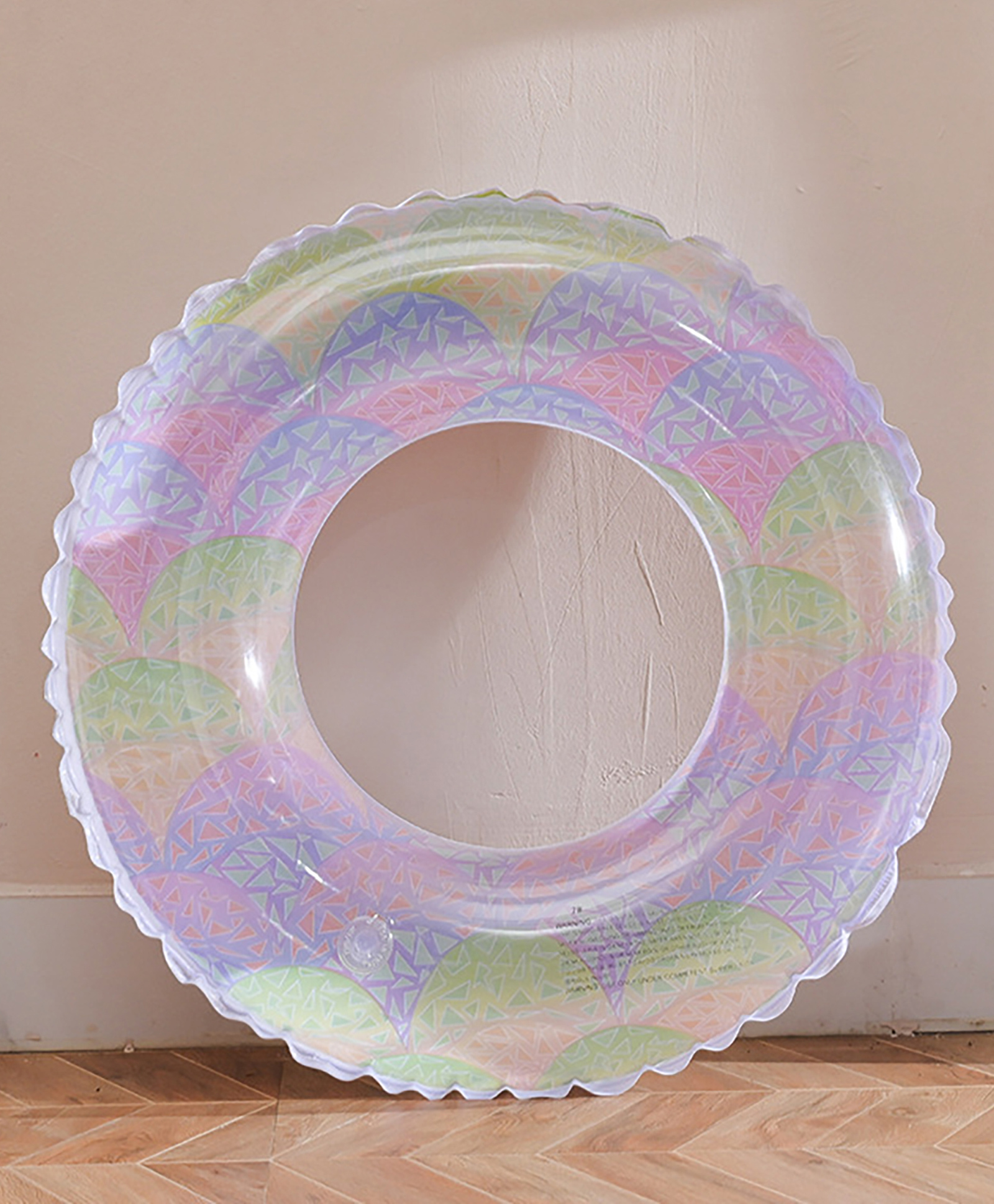 SYGA Pastel Geometric Inflatable Swim RingDurable and Safe PVC Pool Float with Colorful Pattern Suitable for Kids 5-9 Years-image-22