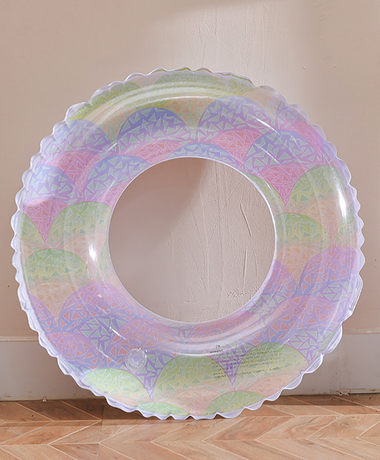 SYGA Pastel Geometric Inflatable Swim Ring Durable and Safe PVC Pool Float with Colorful Pattern-picture-19