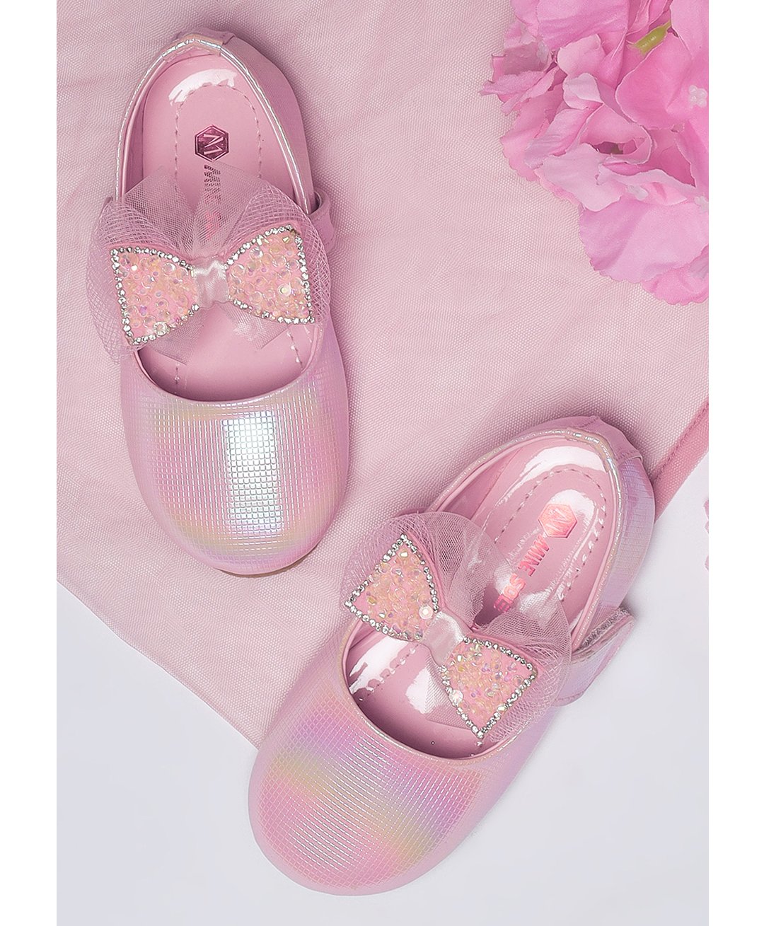 Mine Sole Stones Embellished Bow Designed Mary Jane Ballerinas - Pink-image-44