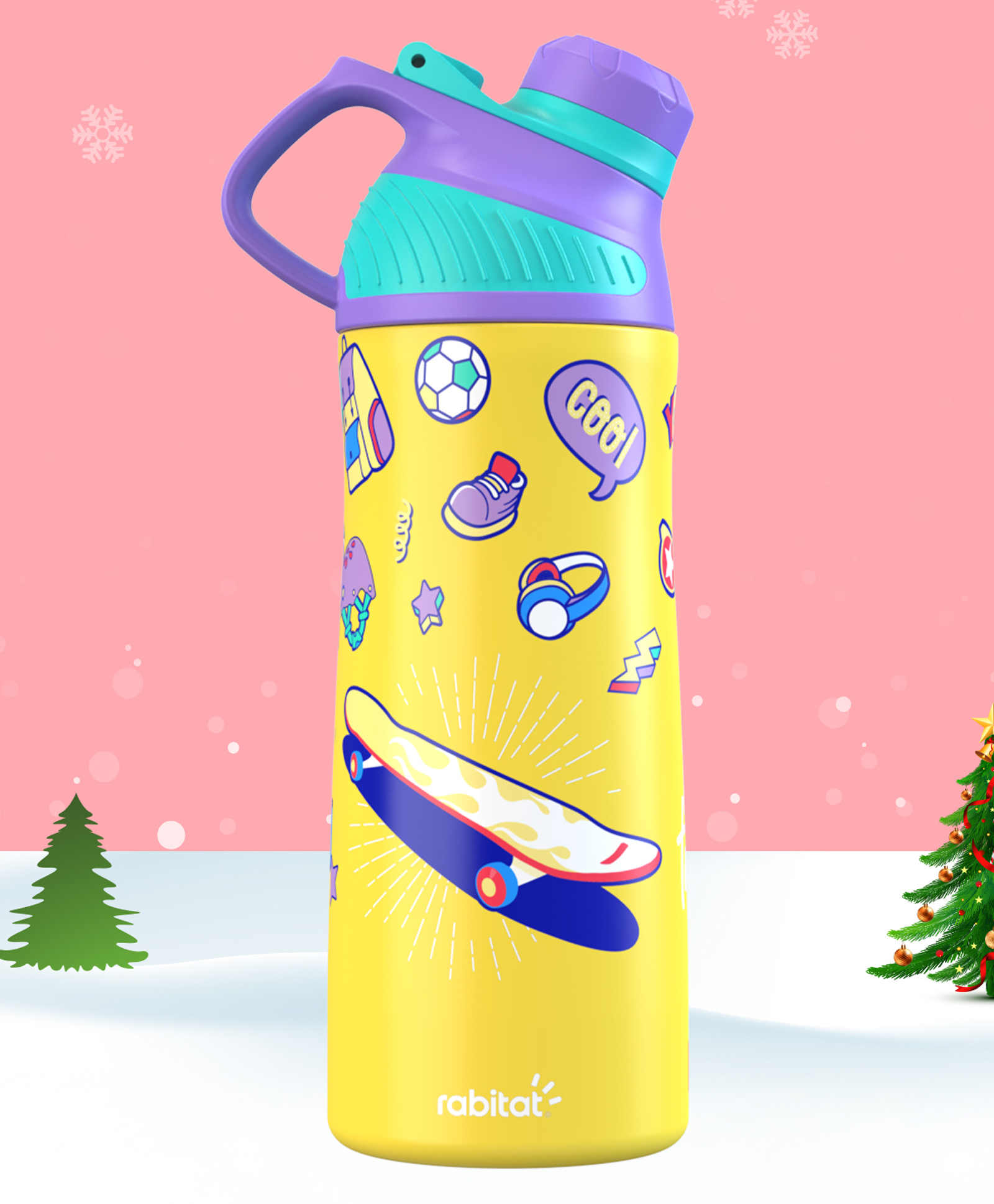Rabitat Zylo Vacuum Insulated Bottle With Funky Prints - 550 ml