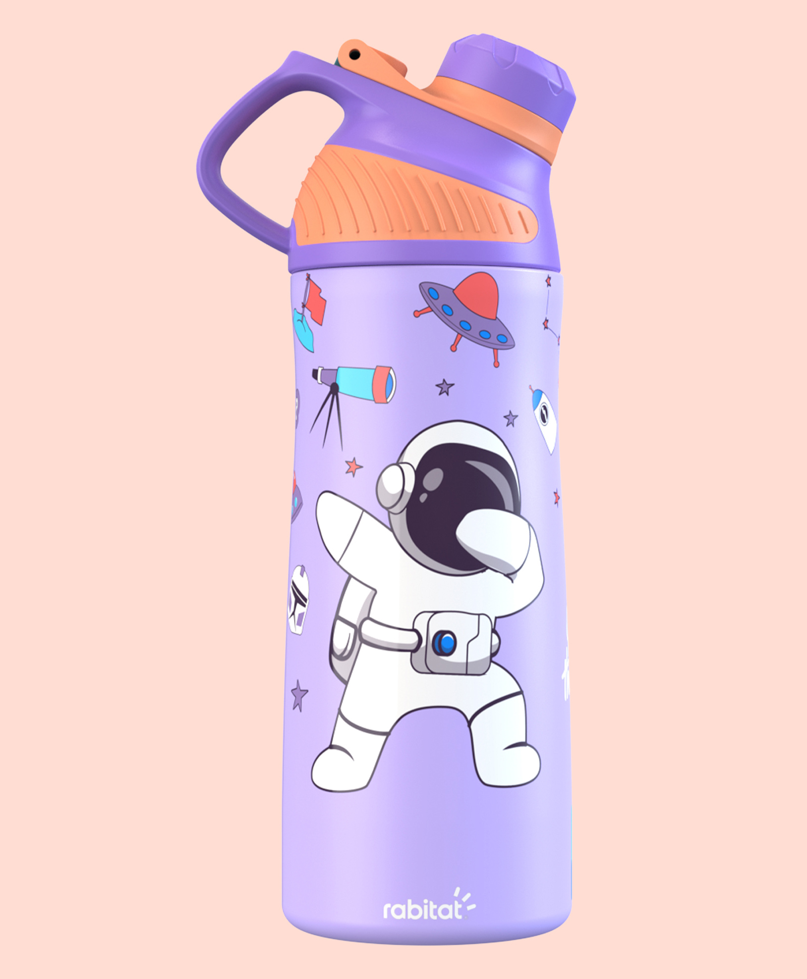 RabitatZylo AstronautPrinted Vacuum Insulated Water Bottle Purple - 550 ml-image-5