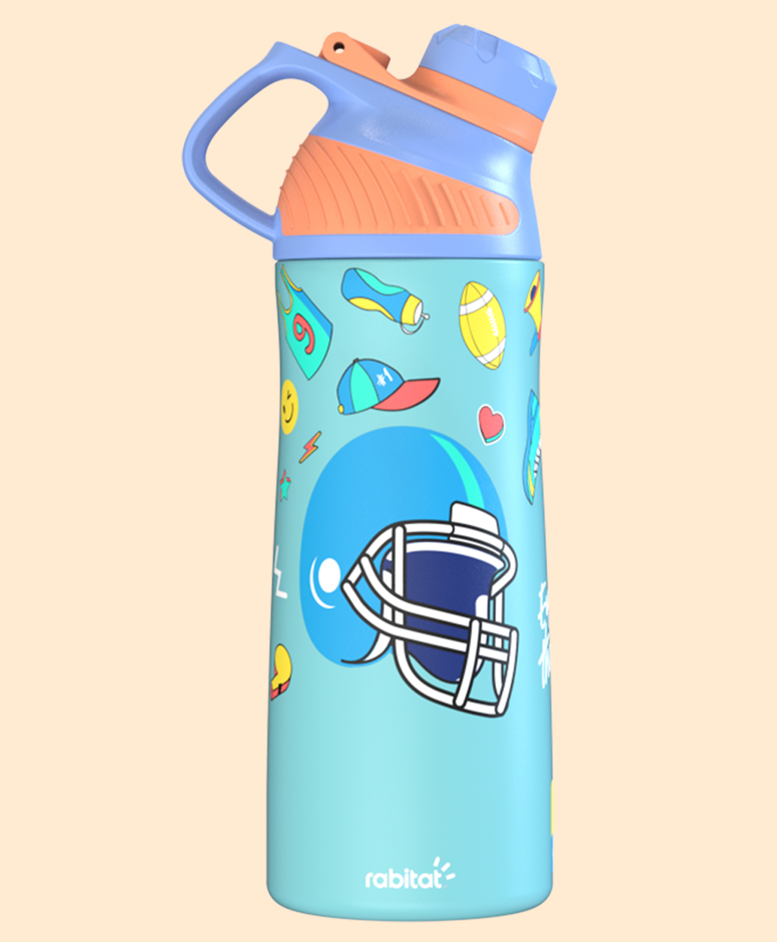 rabitat RabitatZylo Cricket Printed Vacuum Insulated Water Bottle Aqua Blue - 550 ml-picture-22