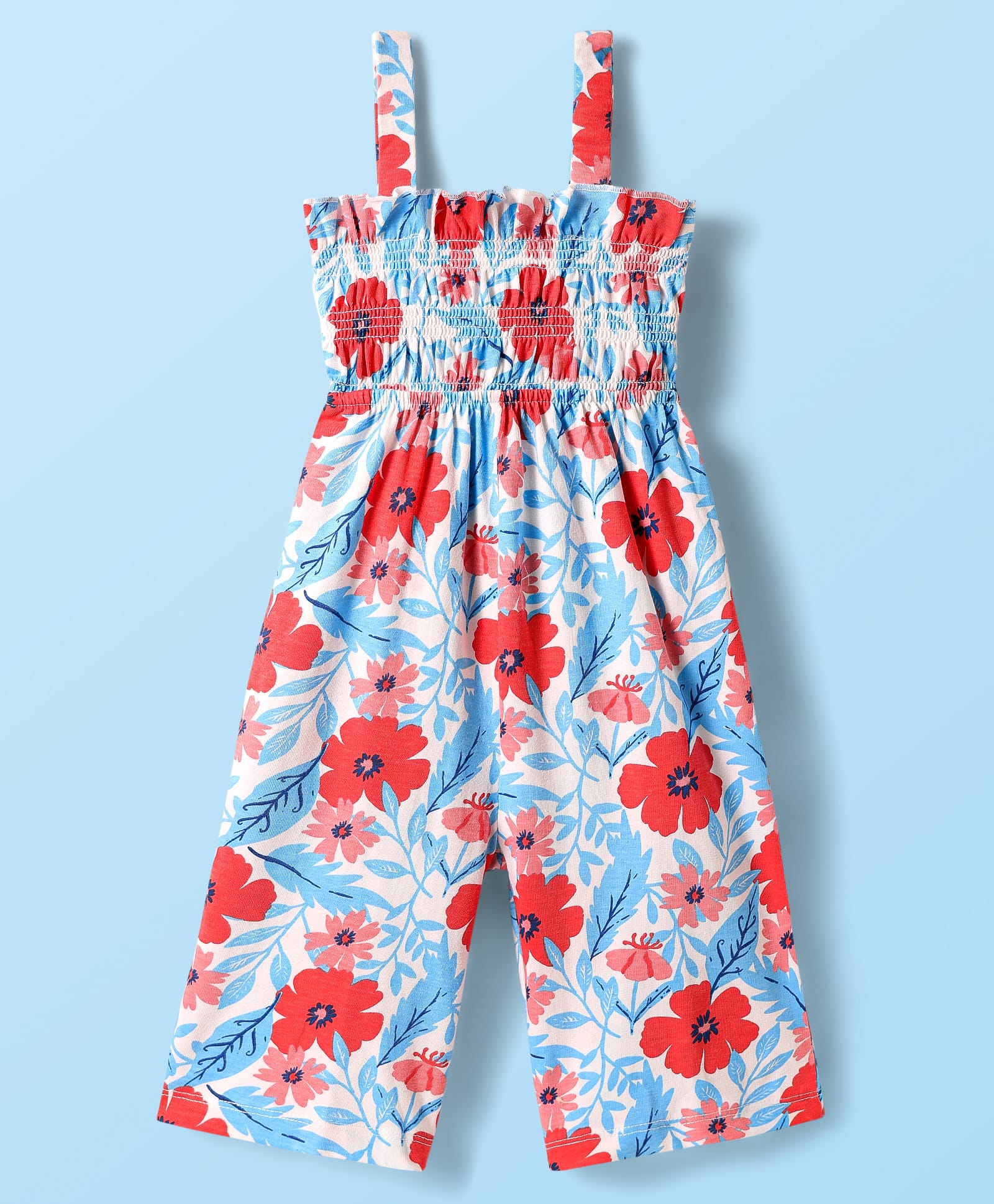 Babyhug Cotton Knit Sleeveless Jumpsuits With Floral Print - Red-image-35