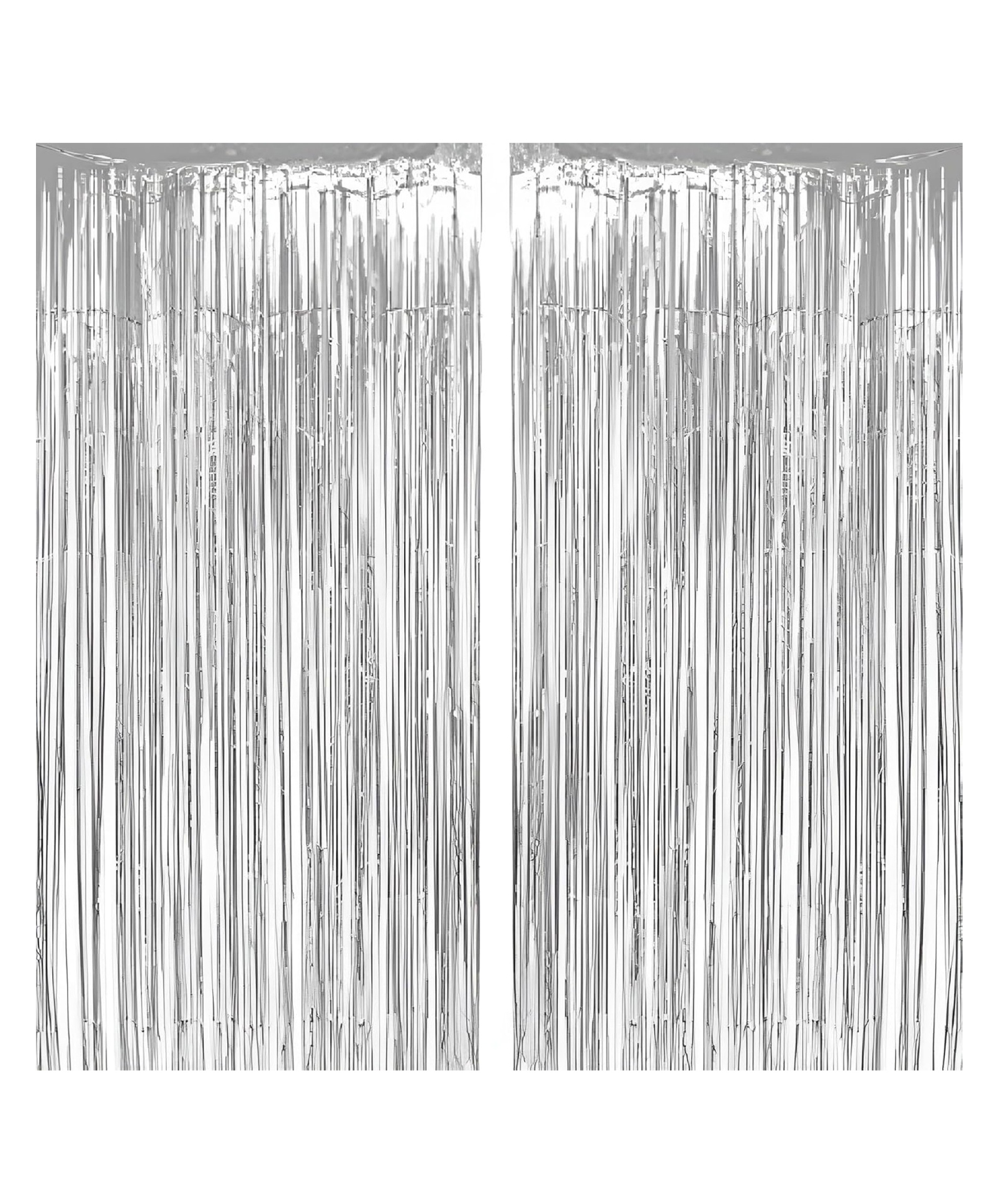 Bubble Trouble 2 Pcs 3ftx6ft Silver Metallic Shimmer Backdrop Tinsel Fringe Foil Curtains Anniversary, Birthday, Bachelorette, Baby Shower Party Decoration - Pack of 2-image-19