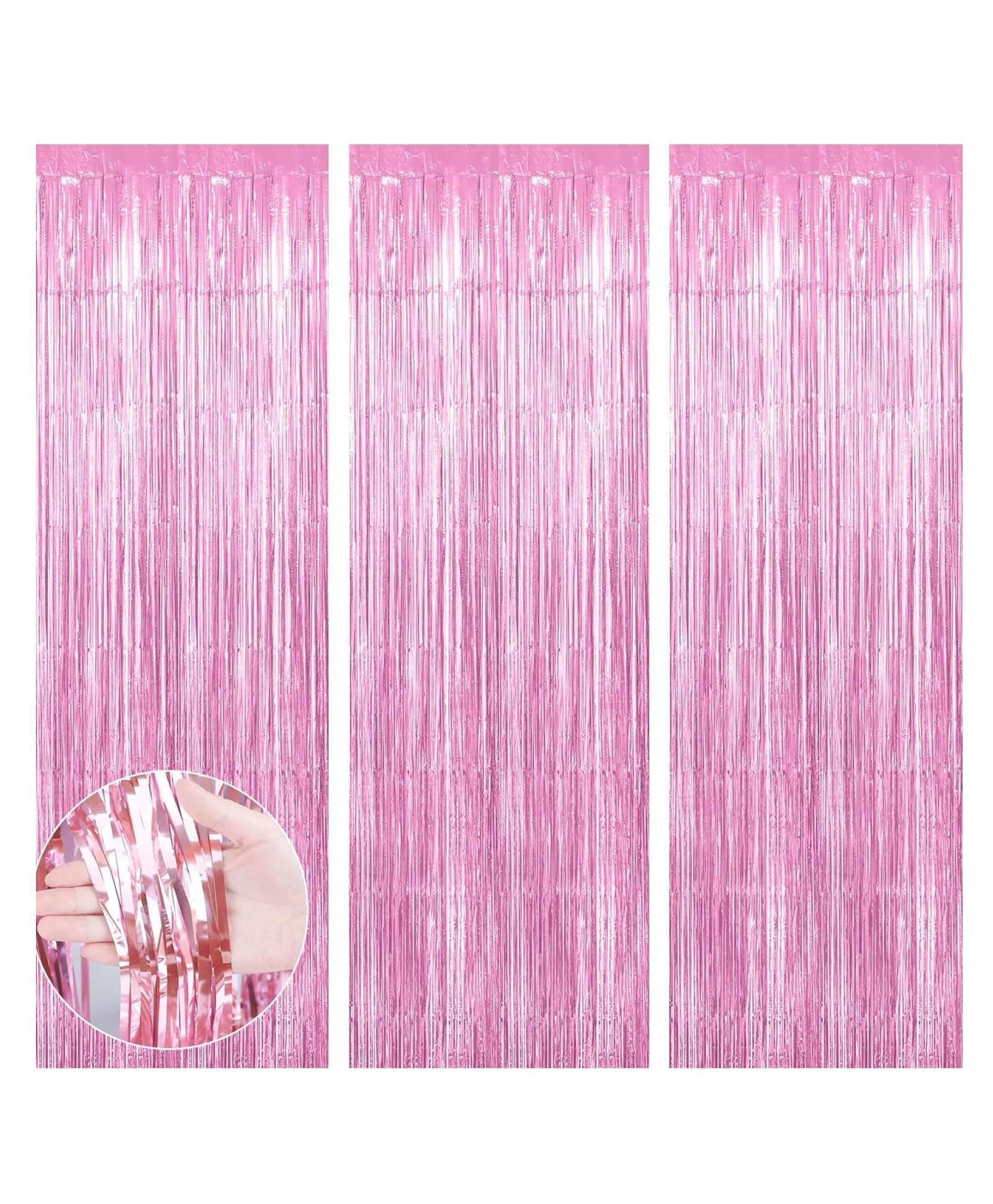 Bubble Trouble Fringe Backdrop, Pink Backdrop, Foil Fringe Curtains, 3 PCS 3.3x6.6ft Tinsel Curtain Backdrop-picture-27