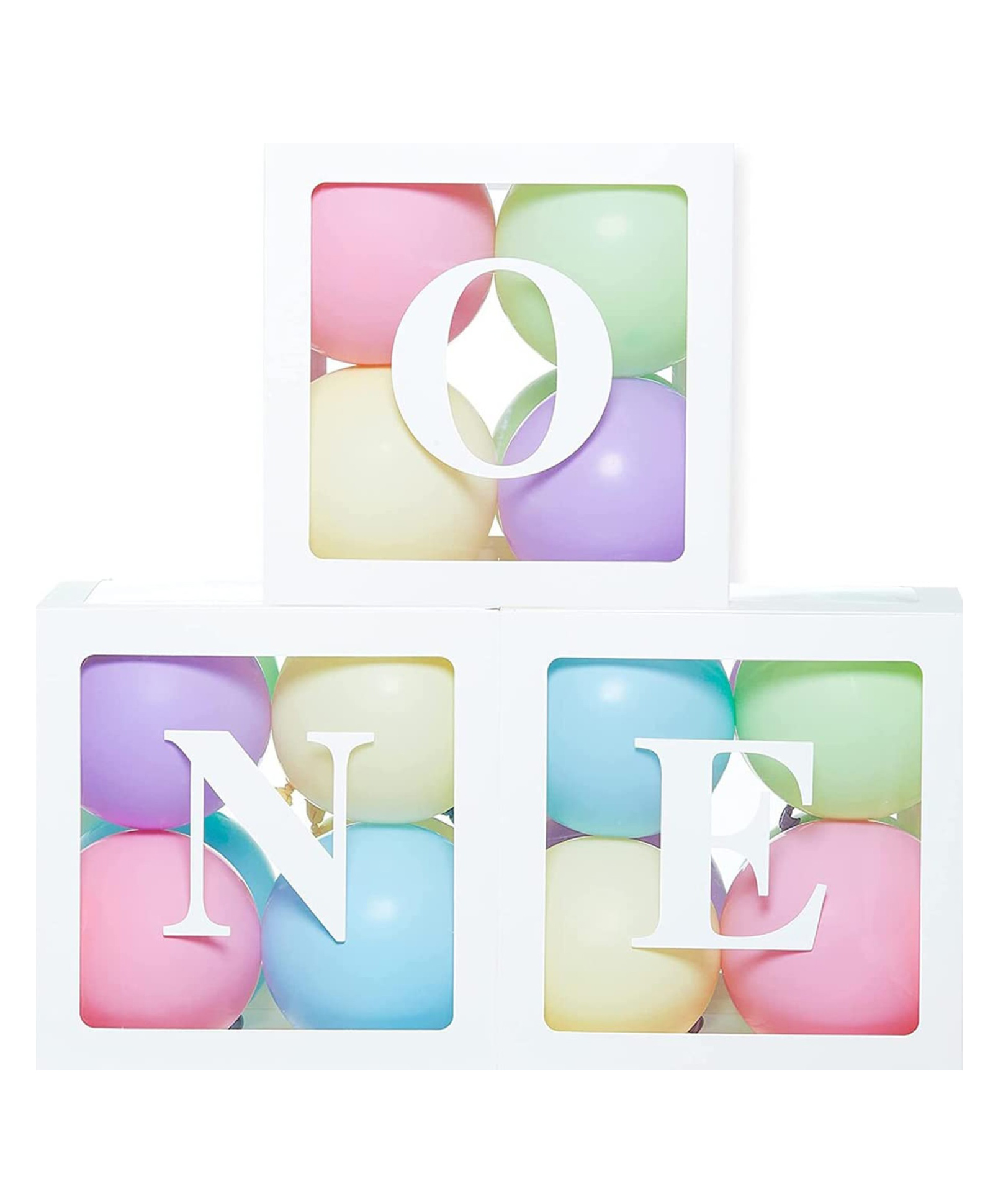 Bubble Trouble Plastic (Pack Of 28) One Balloon Box For Boy Or Girl 1St Birthday Decoration, Cake Smash - Multi-image-41