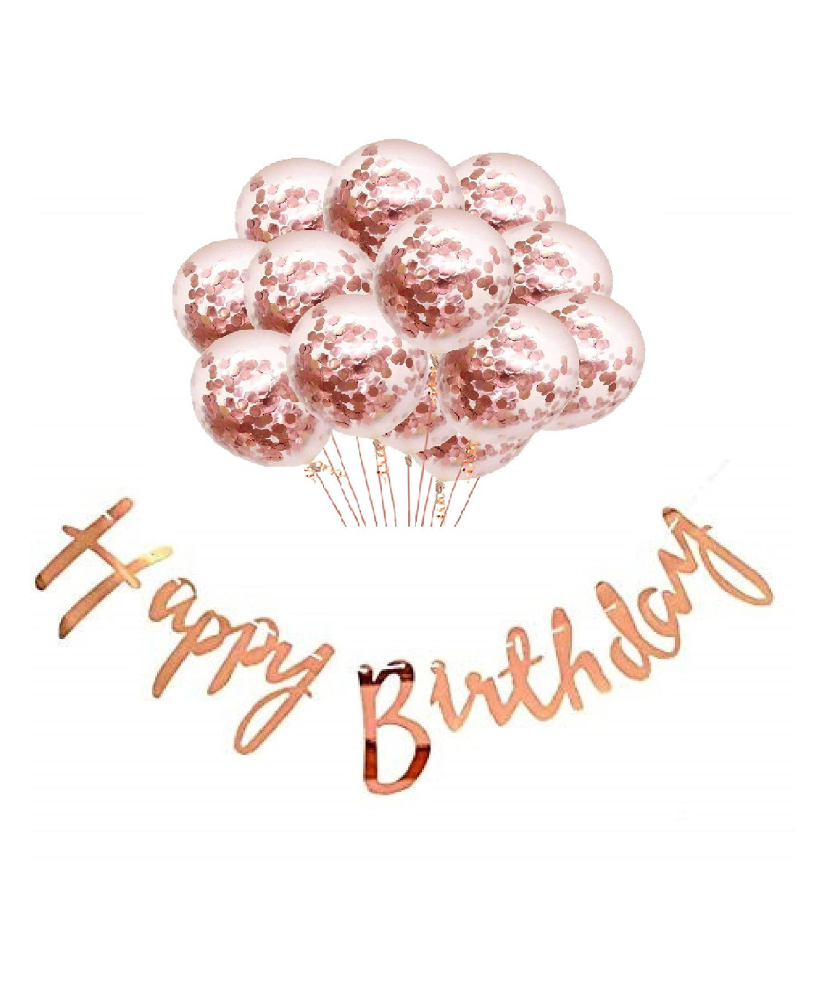 Bubble Trouble Happy Birthday Banner With Rose Gold Confetti Balloons 8 Pcs For Decoration - Combo Set for Girls Boys Husband Wife Birthday Decorations Items-picture-16