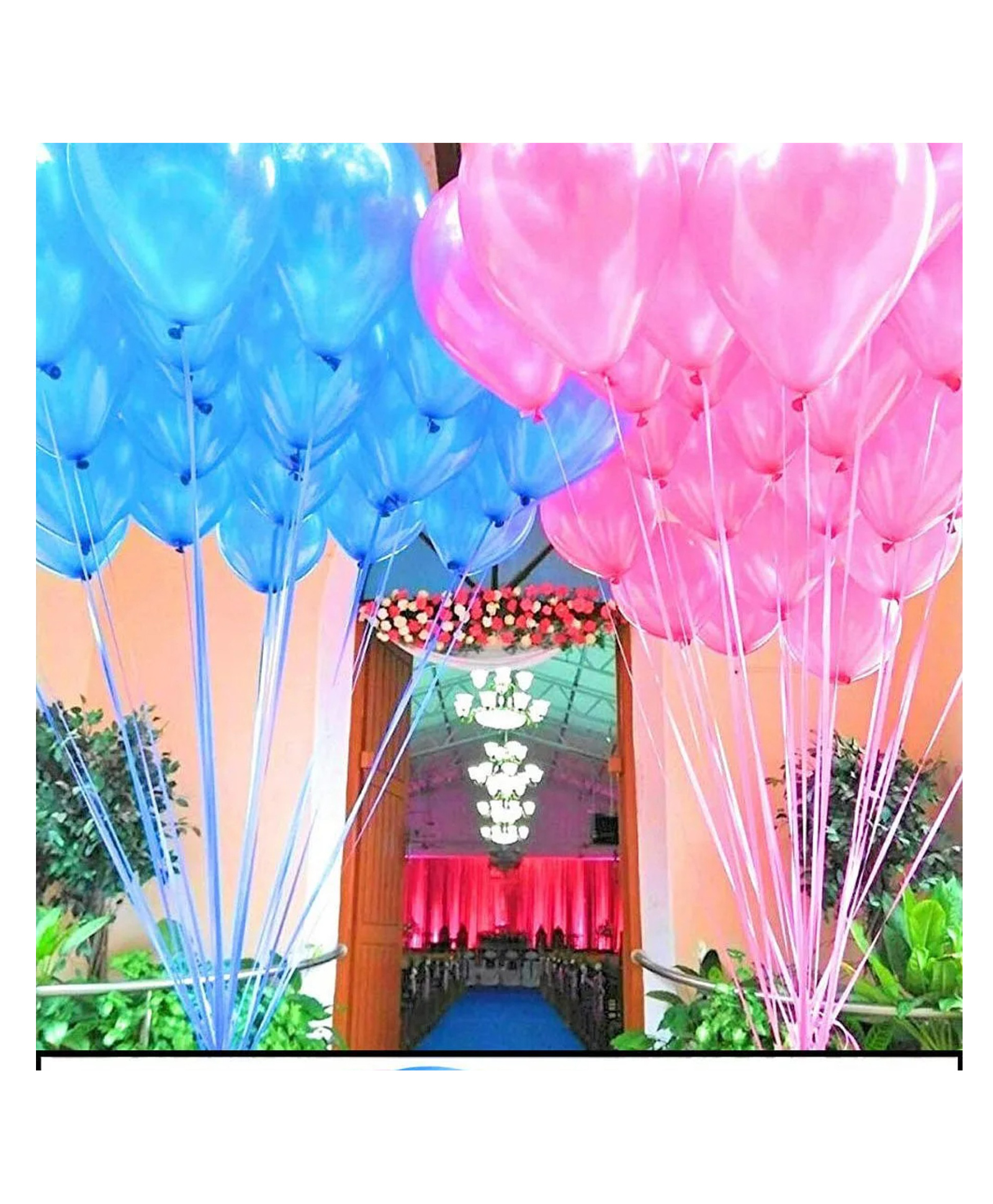 Bubble Trouble Metallic Latex Balloons With Ribbons Light Blue & Pink - Pack of 52-image-34