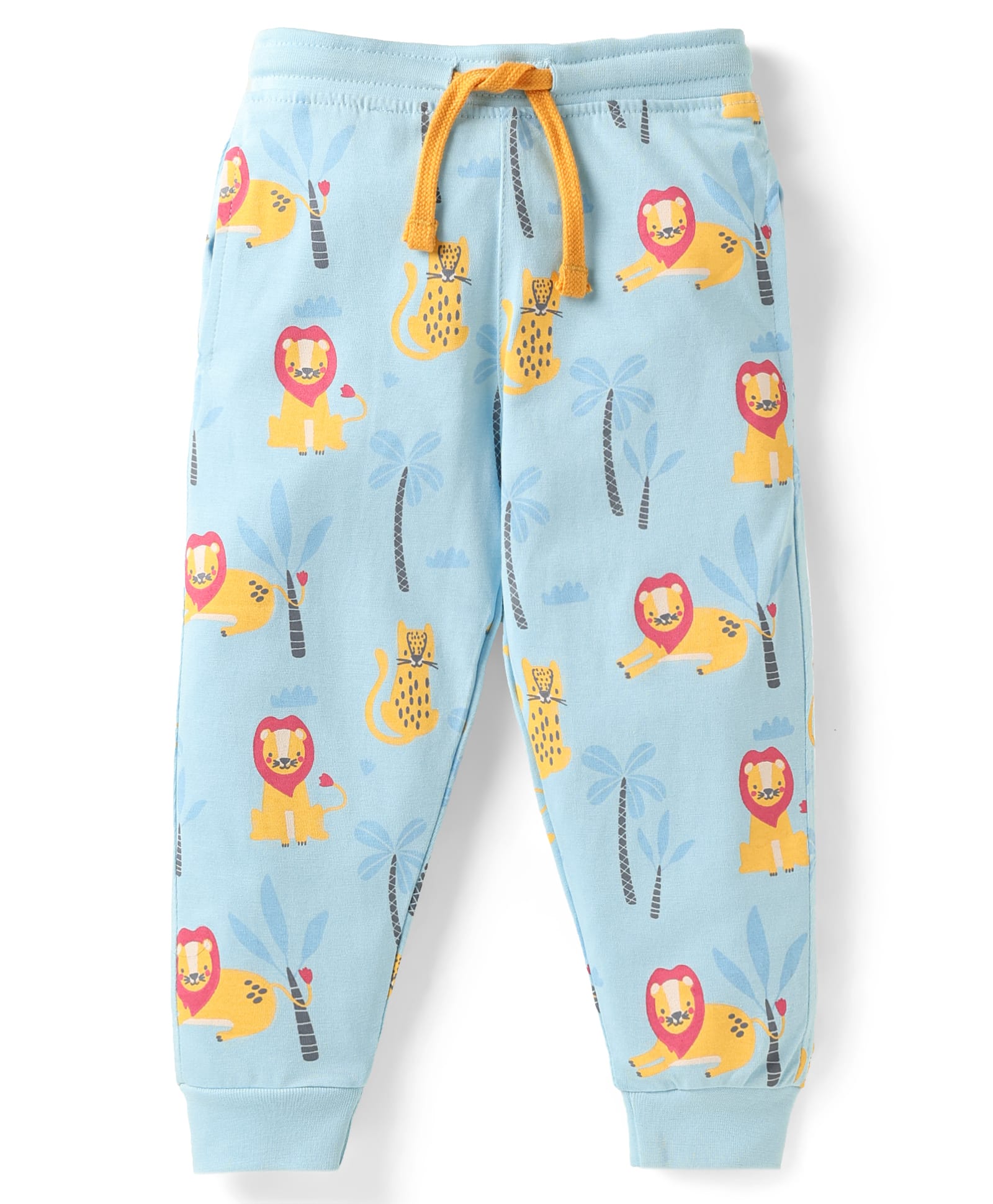 Bodycare Cotton Knit Full Length Animal Print Lounge Pants - Light Blue-picture-42