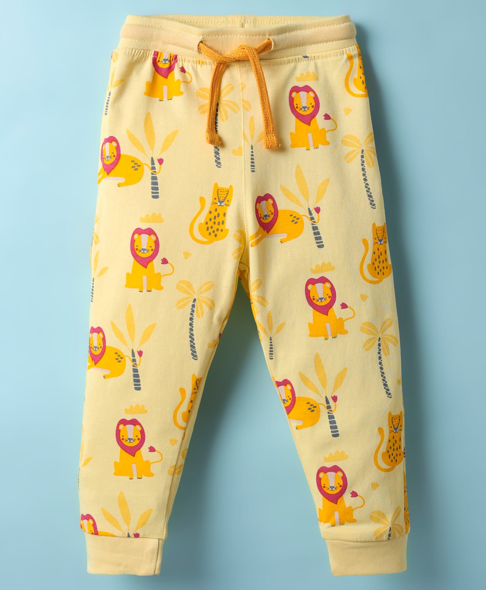 Bodycare Cotton Knit Full Length Lounge Pants with Lion Print - Yellow-picture-17